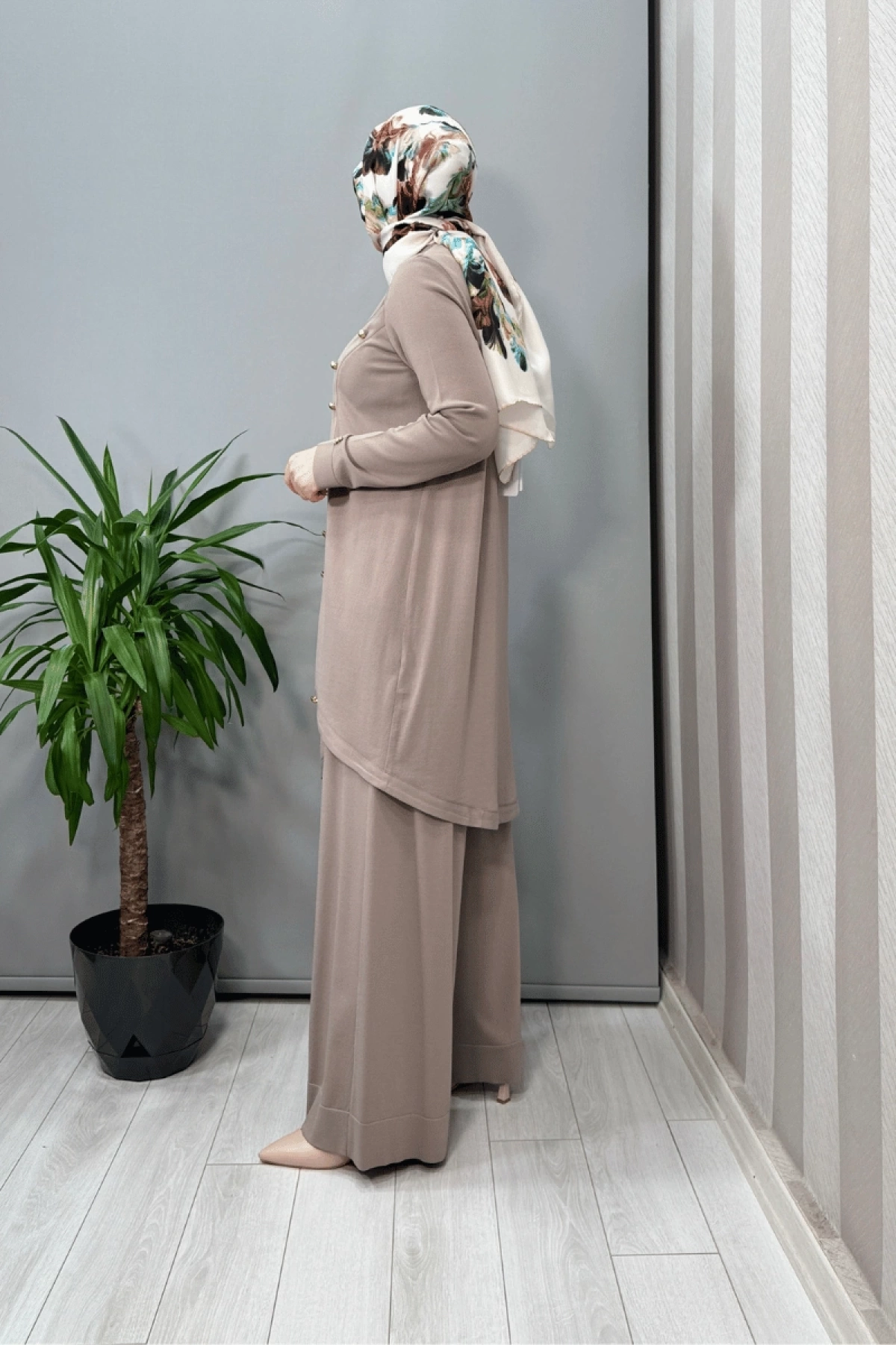 Miss Dalida Önü Düğme Detaylı Triko Tunik Mink T25Y-6012