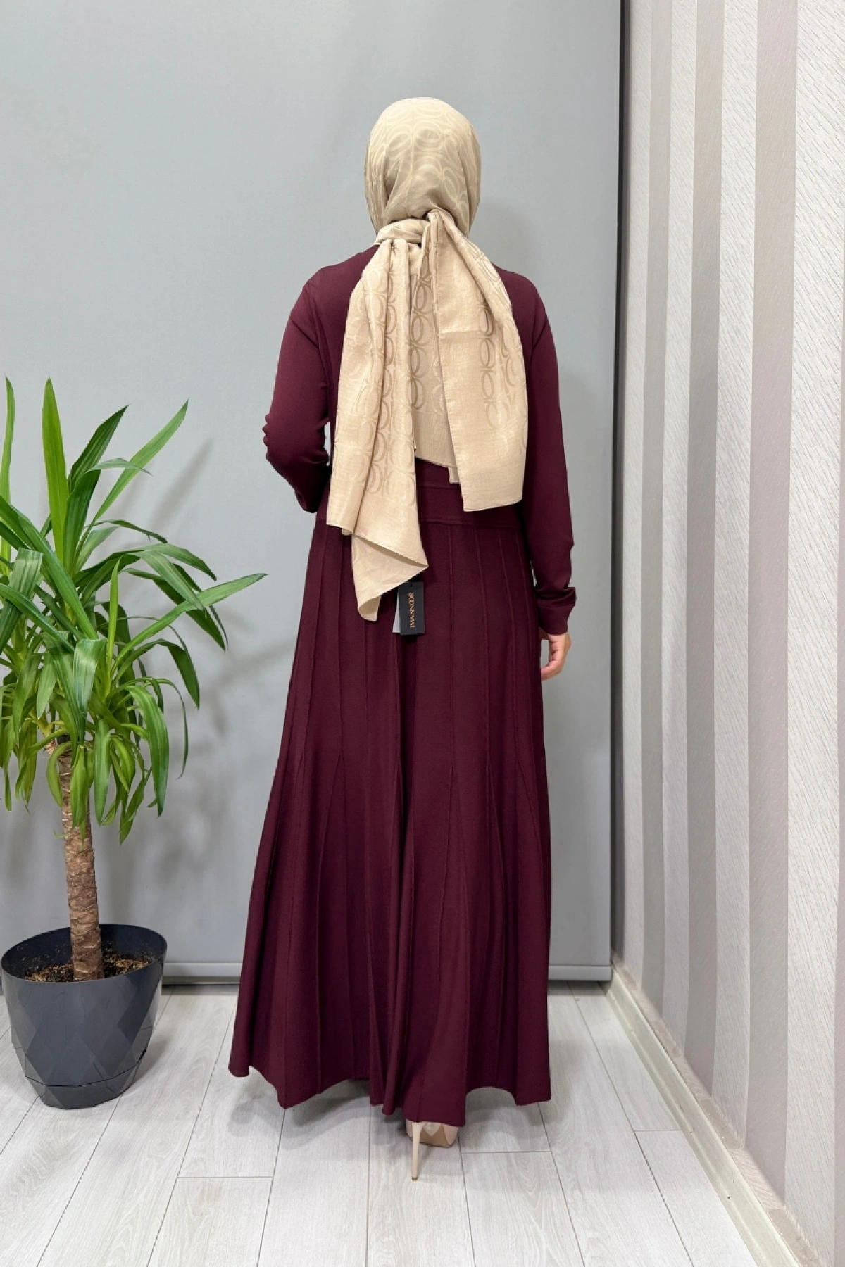 Miss Dalida Örgü Teknikli Triko Elbise Bordo T25PF-4001