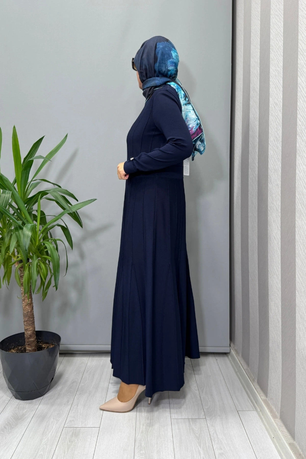 Miss Dalida Örgü Teknikli Triko Elbise Lacivert T25PF-4001