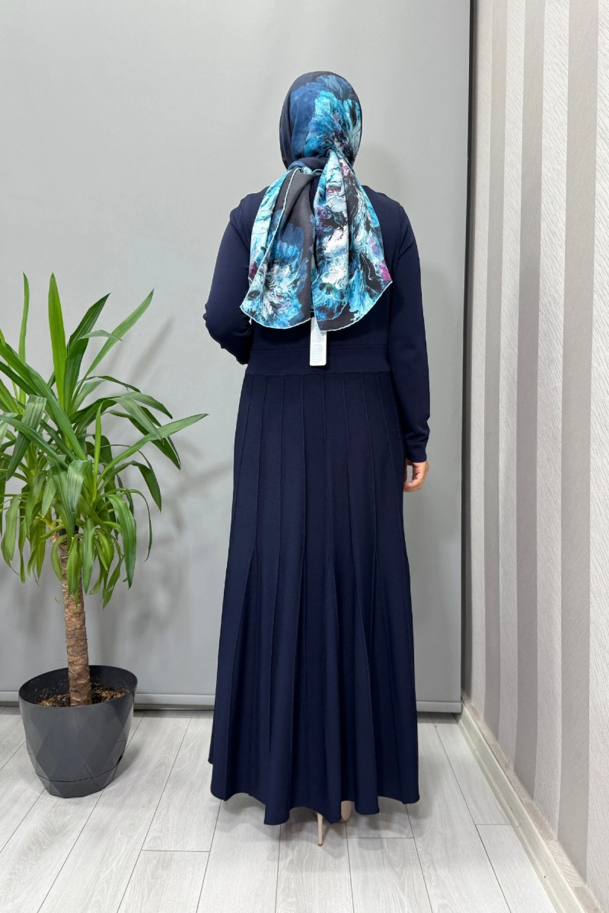 Miss Dalida Örgü Teknikli Triko Elbise Lacivert T25PF-4001