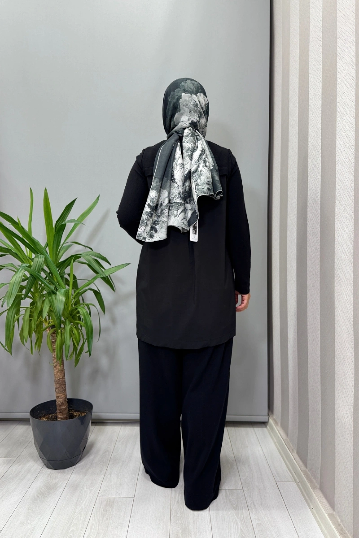 Miss Dalida Poplin Cepli Triko Tunik Siyah T25PF-6006