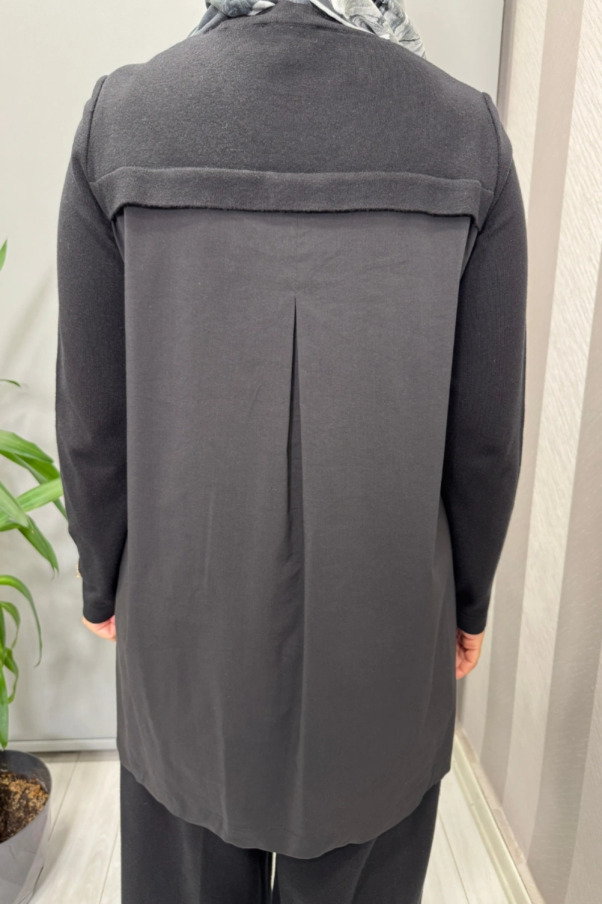 Miss Dalida Poplin Cepli Triko Tunik Siyah T25PF-6006