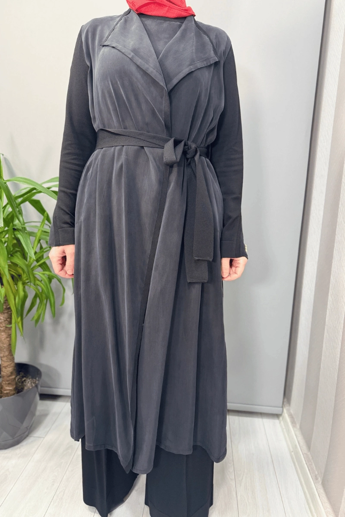 Miss Dalida Şal Yaka Cupro Triko İkili Kap Siyah T25Y-0006