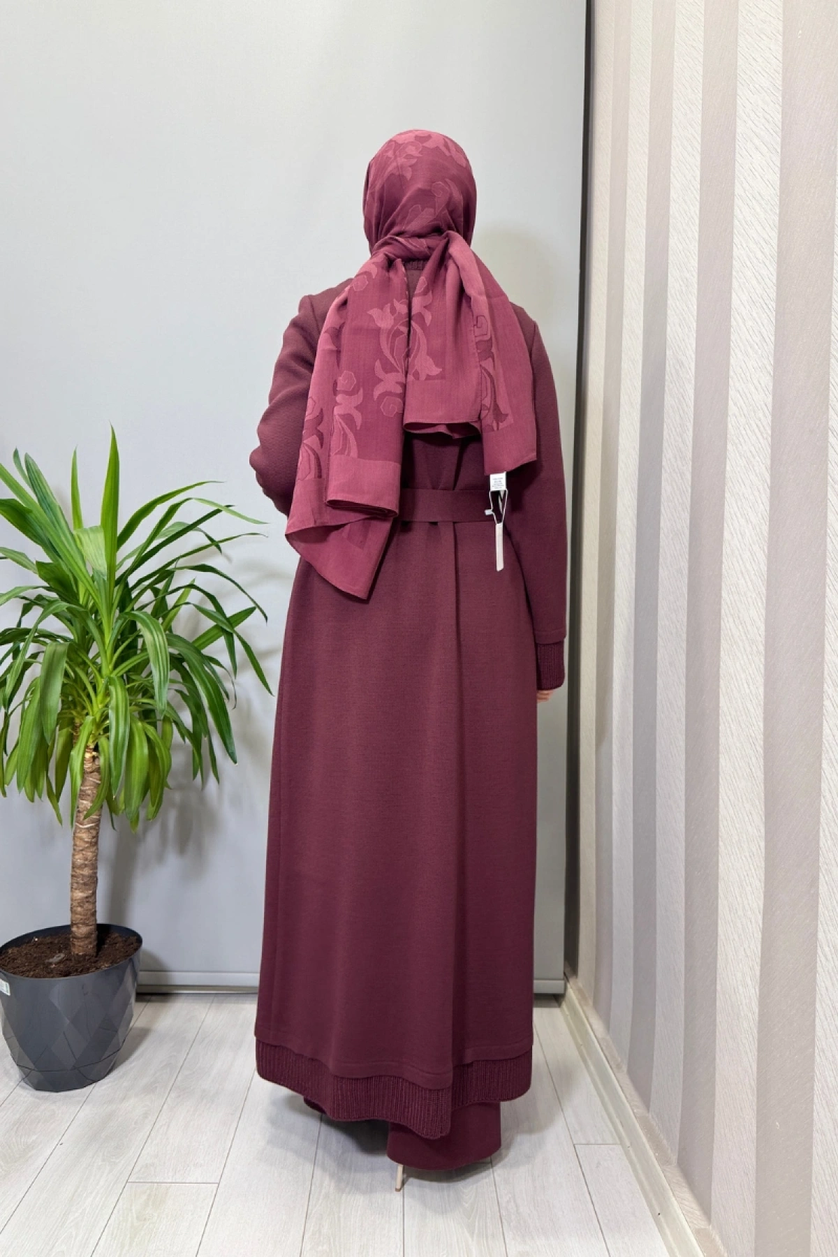 Miss Dalida Selanik Örgü Detaylı Düz Renk Hırka Bordo T26K-9006