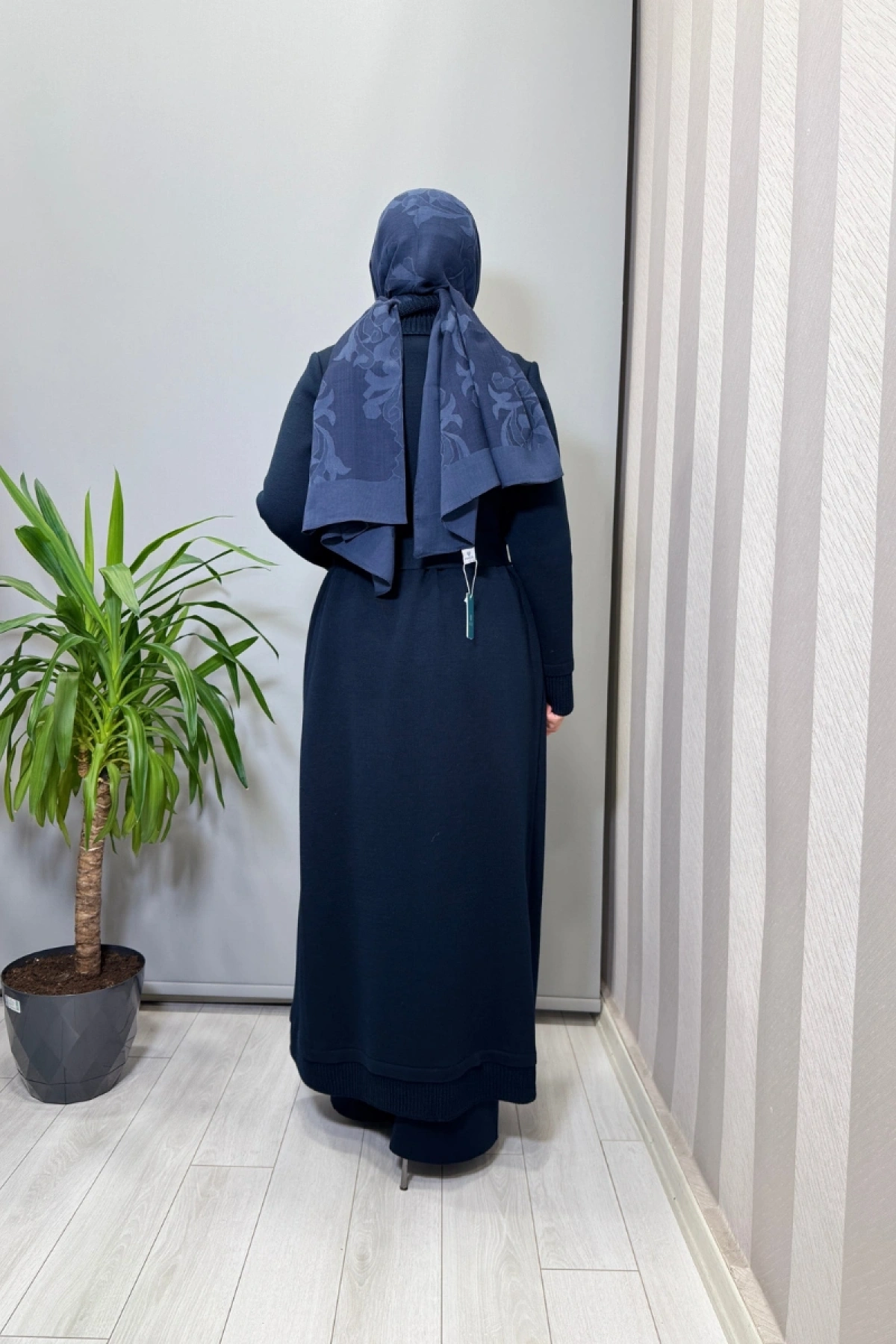 Miss Dalida Selanik Örgü Detaylı Düz Renk Hırka Lacivert T26K-9006