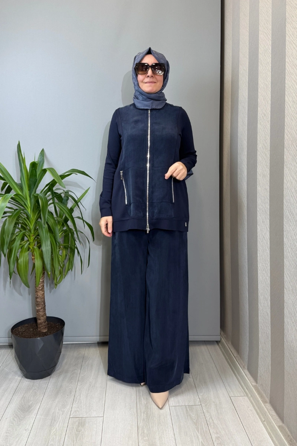 Miss Dalida T26Y-7010 Cupro Cepli Pantolon Etek Lacivert T26Y-7010