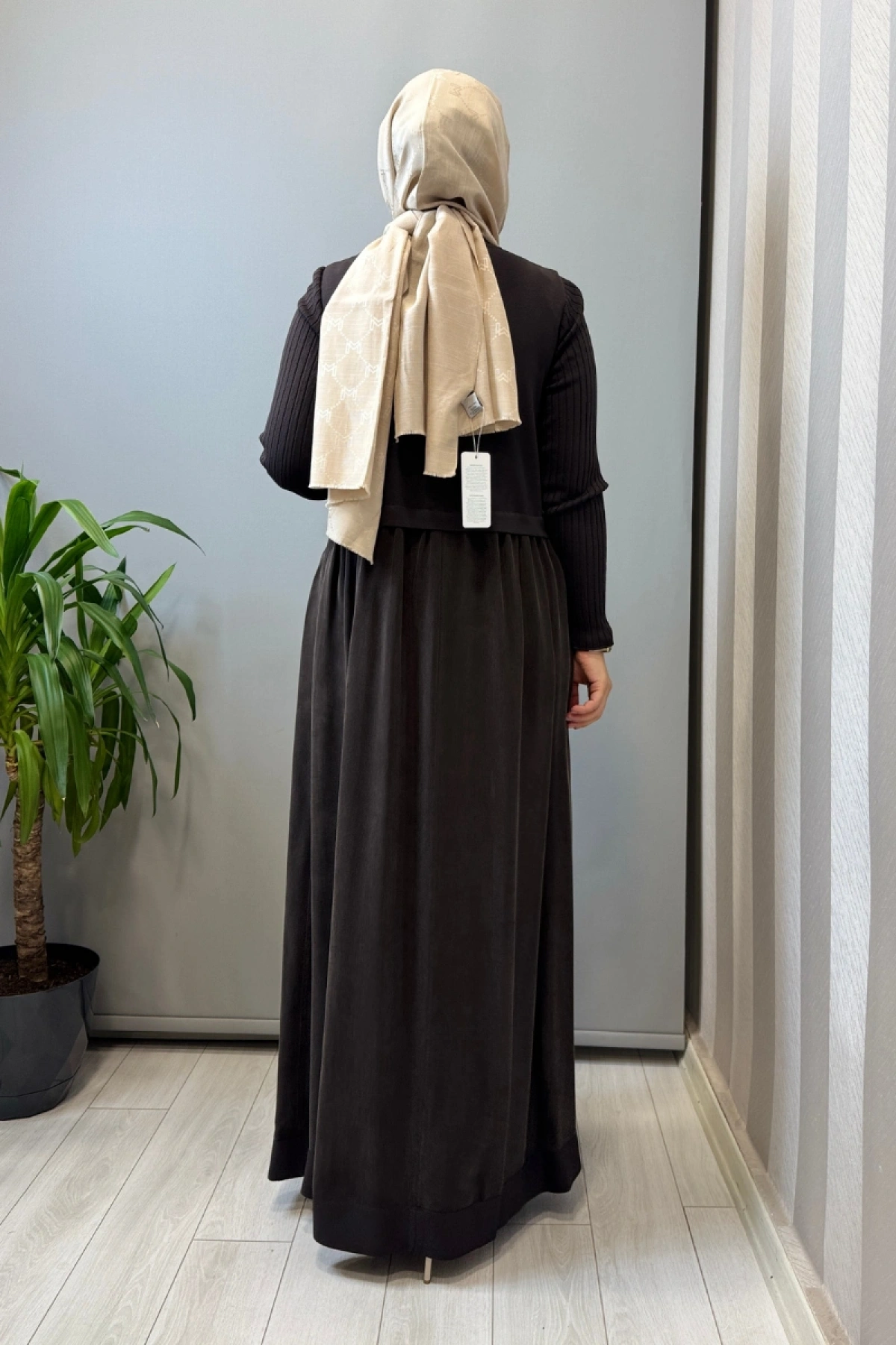 Miss Dalida Triko Cupro Elbise Kahve T26Y-4001