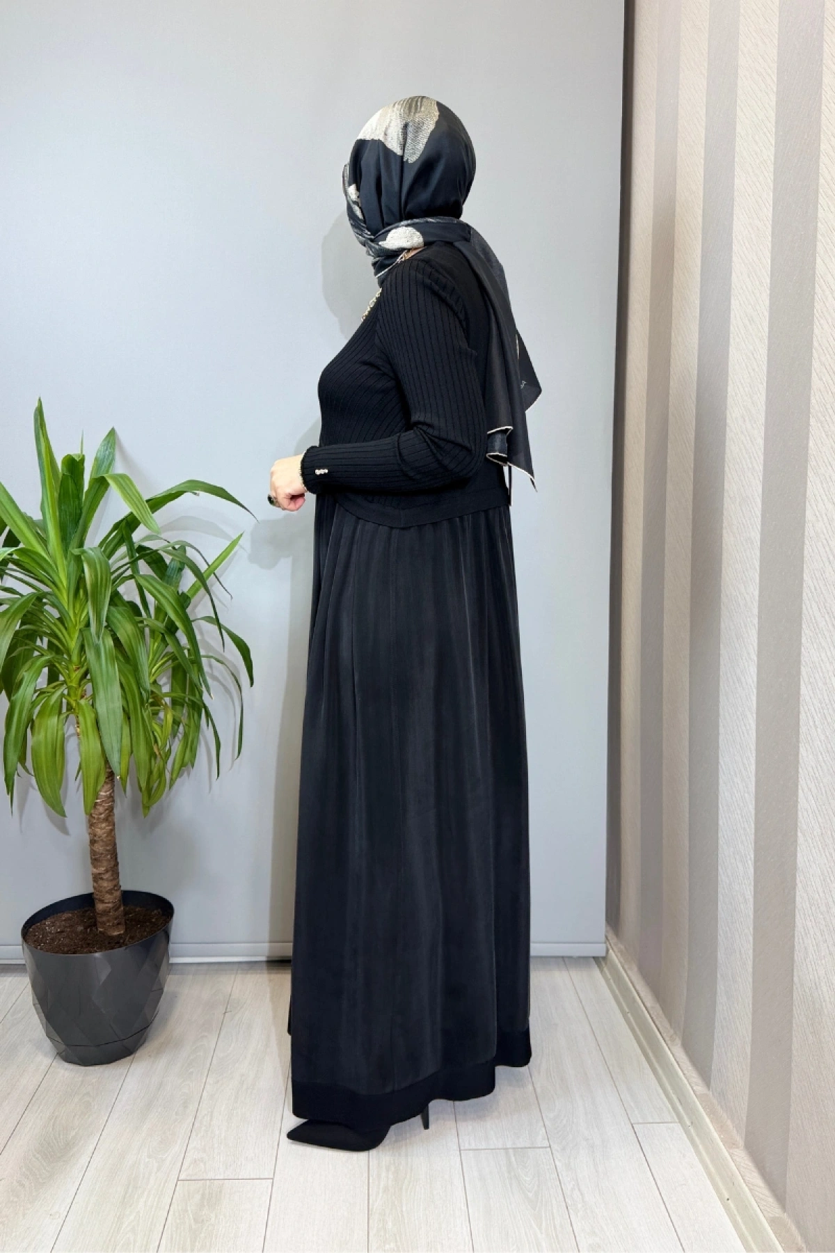 Miss Dalida Triko Cupro Elbise Siyah T26Y-4001