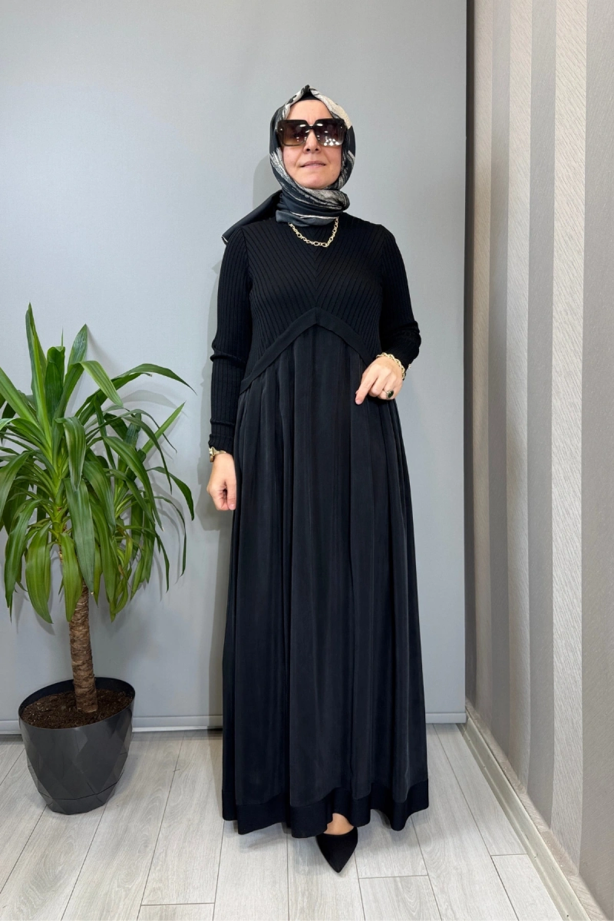 Miss Dalida Triko Cupro Elbise Siyah T26Y-4001