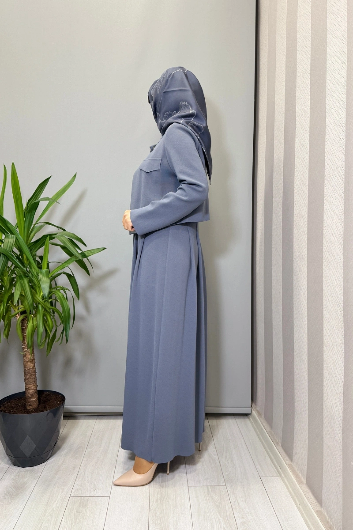 Miss Dalida Triko Elbise Ceket Takım Kurşun T25PF-0003