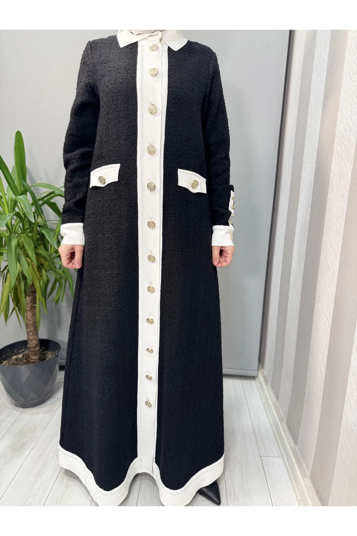 Miss Dalida Tüvit Kumaş Uzun Şık Kap Siyah T25Y-4057