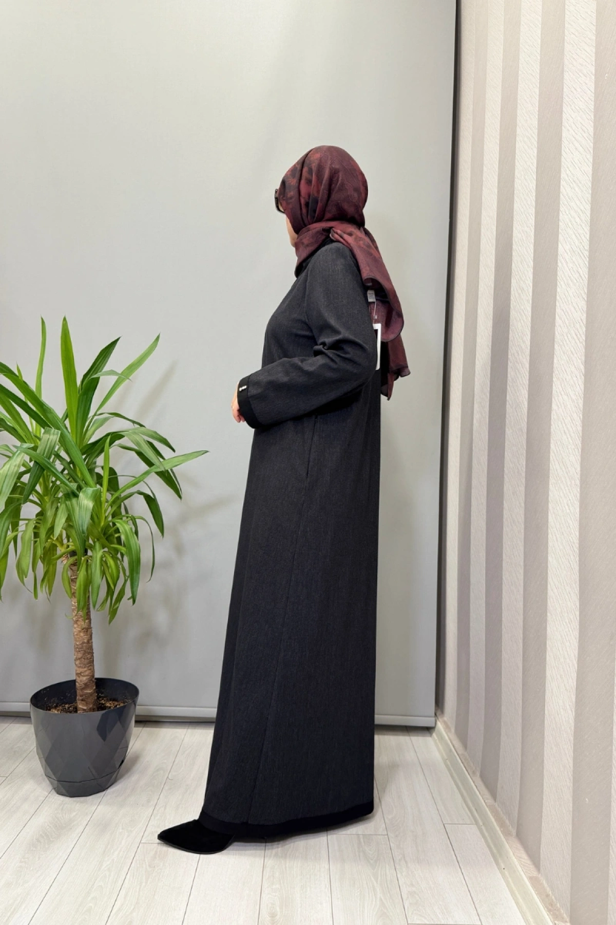 Miss Dalida V Yaka Denim Elbise Siyah T25PF-4010