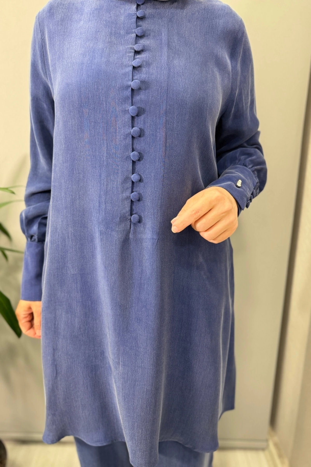 Miss Dalida Yuvarlak Yaka Brit Detaylı Tunik Mavi T25Y-6039