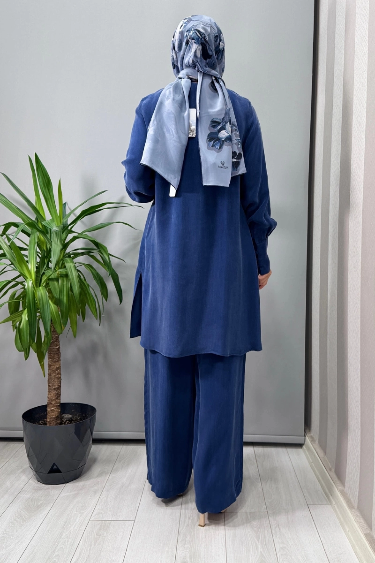 Miss Dalida Yuvarlak Yaka Brit Detaylı Tunik Mavi T25Y-6039