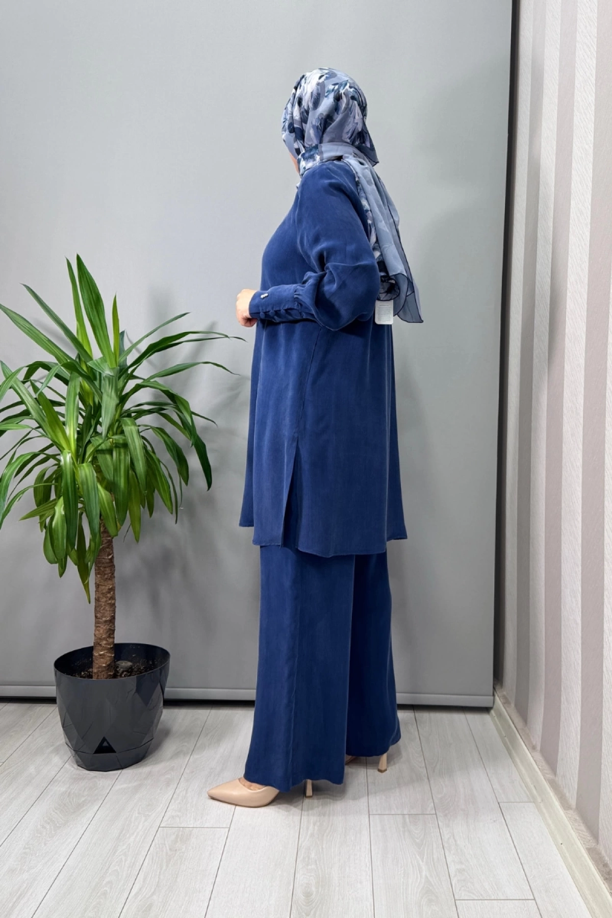 Miss Dalida Yuvarlak Yaka Brit Detaylı Tunik Mavi T25Y-6039