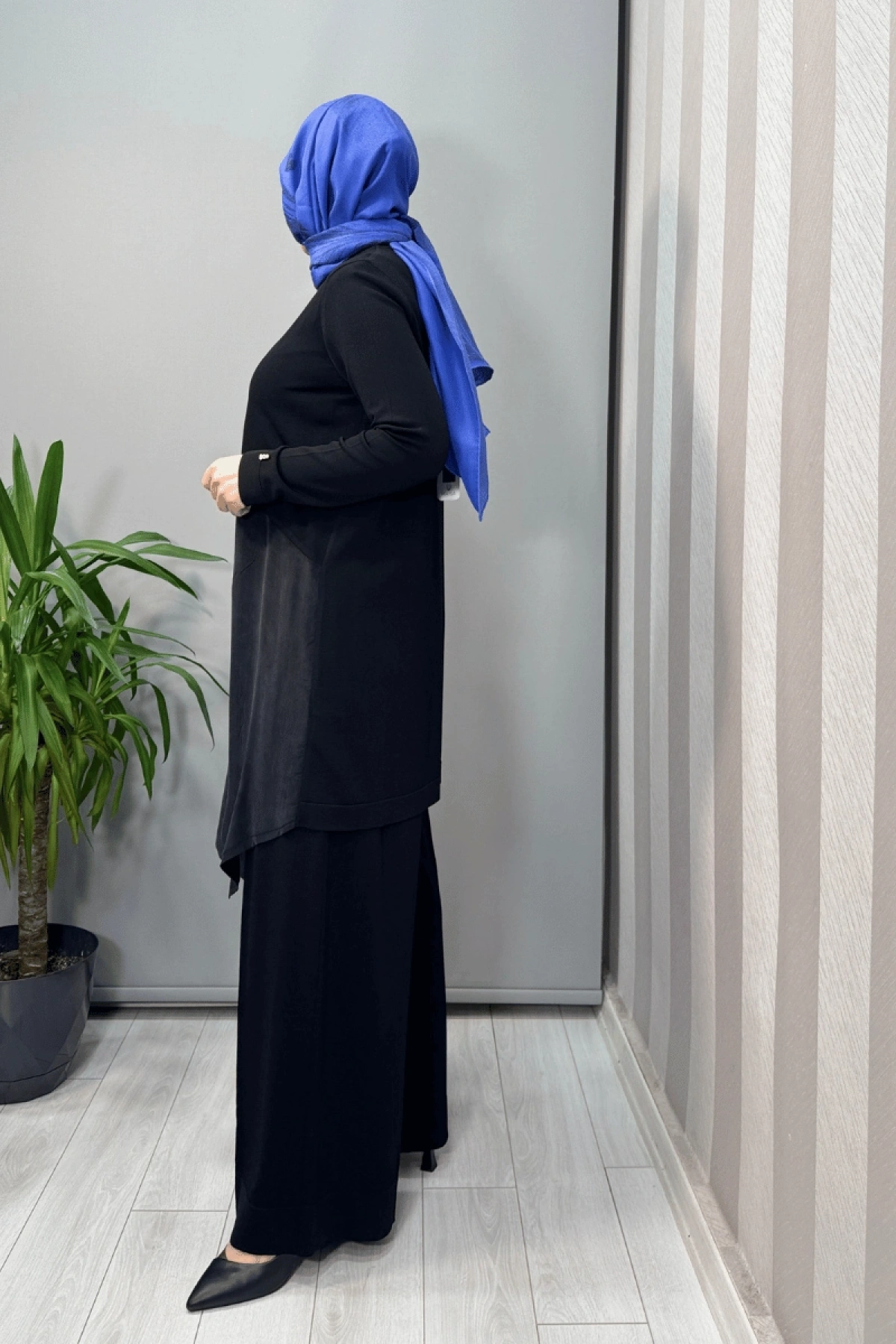 MissDalida Kruvaze Kesim Cupro Triko Tunik Siyah T25Y-6022