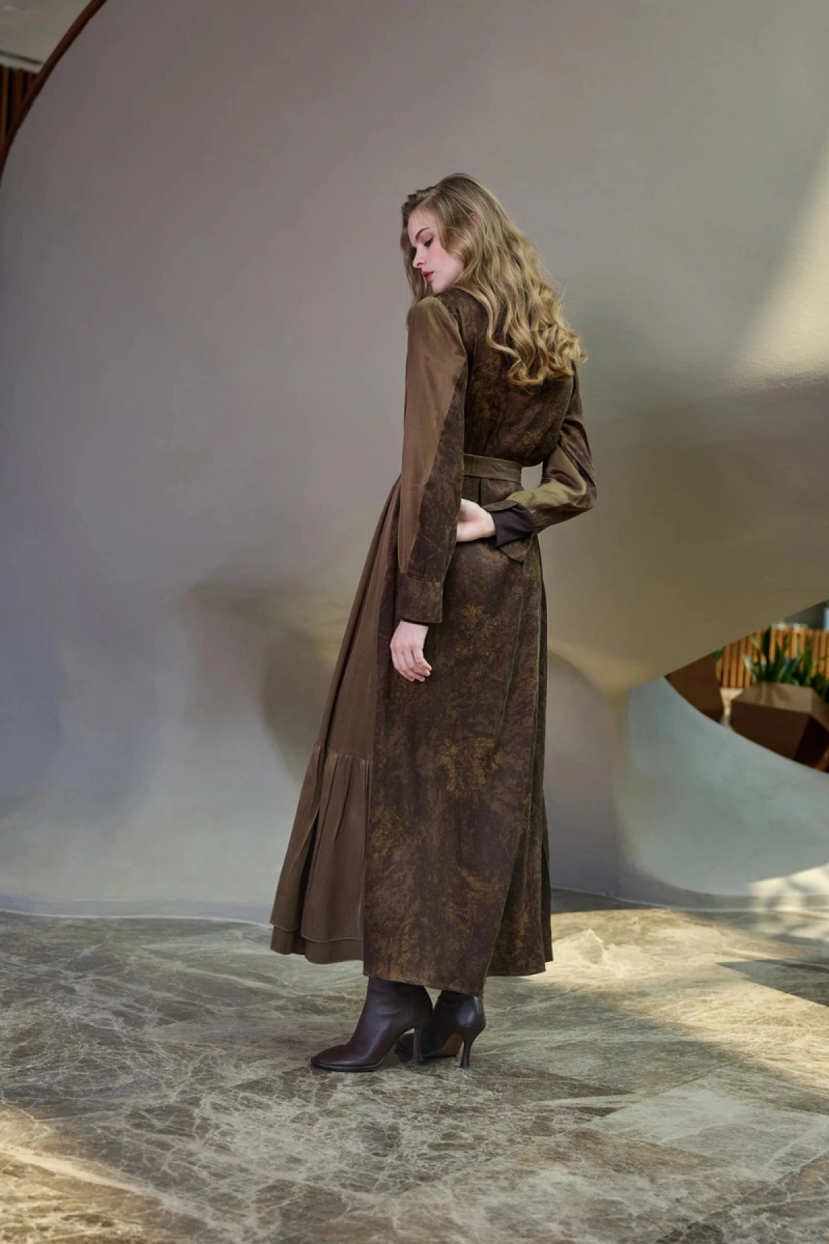 Misswhence Arkası Desenli Cupra İpek Elbise Yeşil 38827