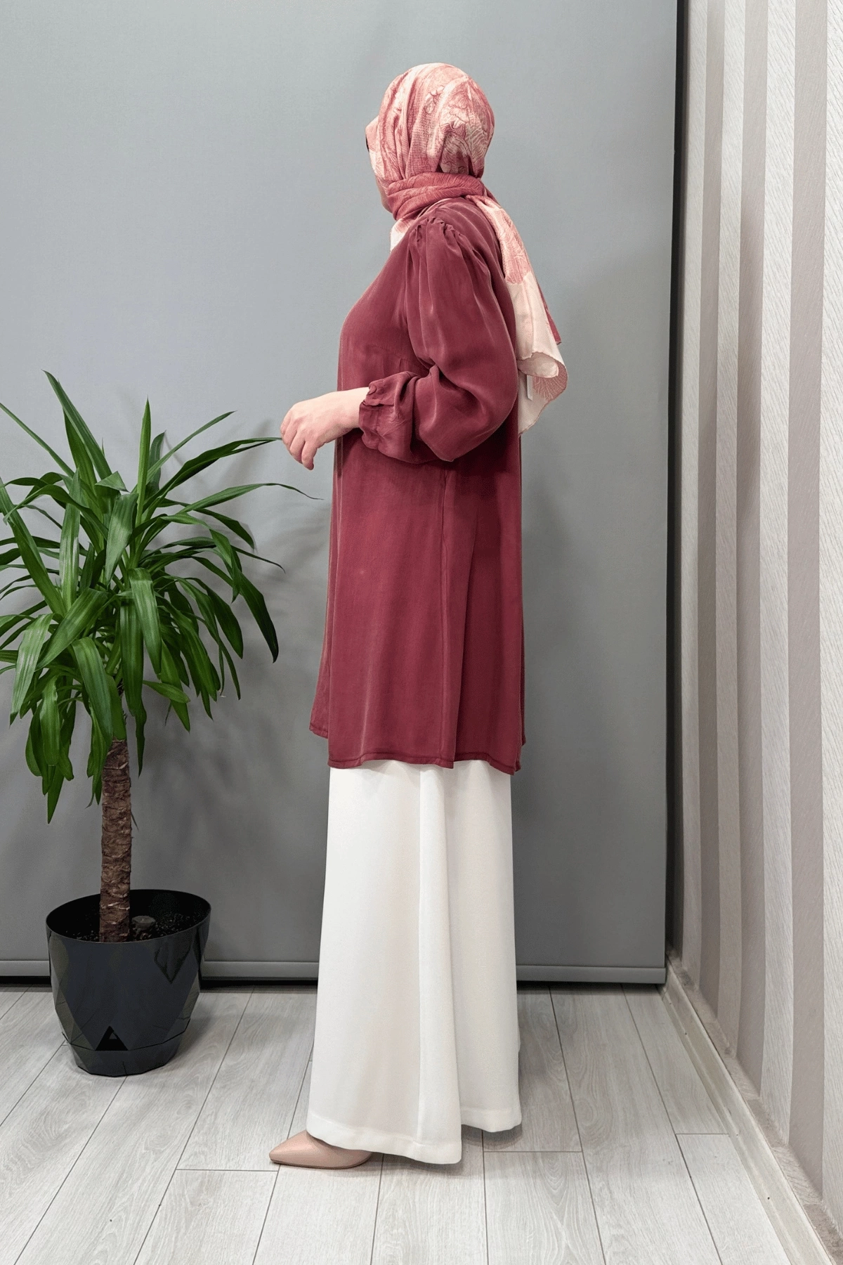 Misswhence Basic Cupro İpek Tunik Gül Kurusu 37025