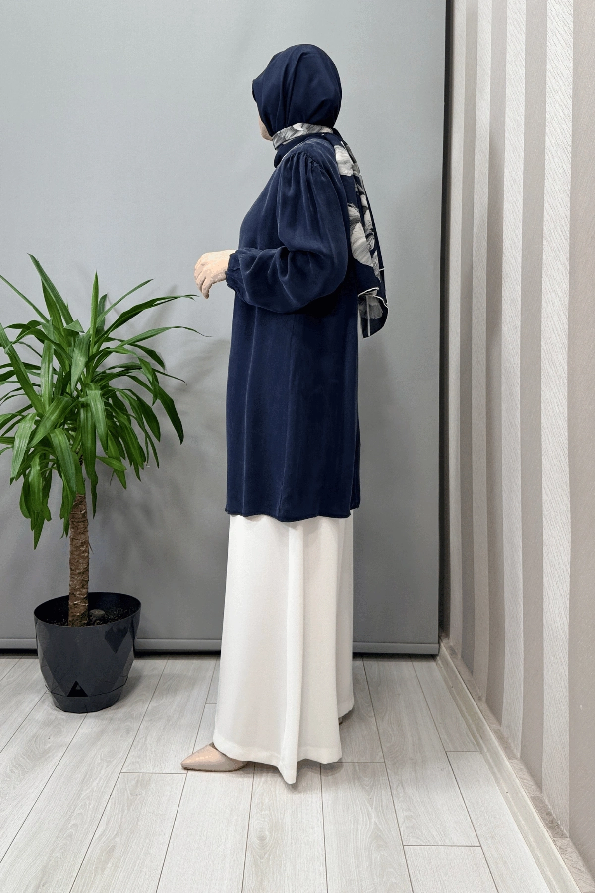Misswhence Basic Cupro İpek Tunik Lacivert 37025