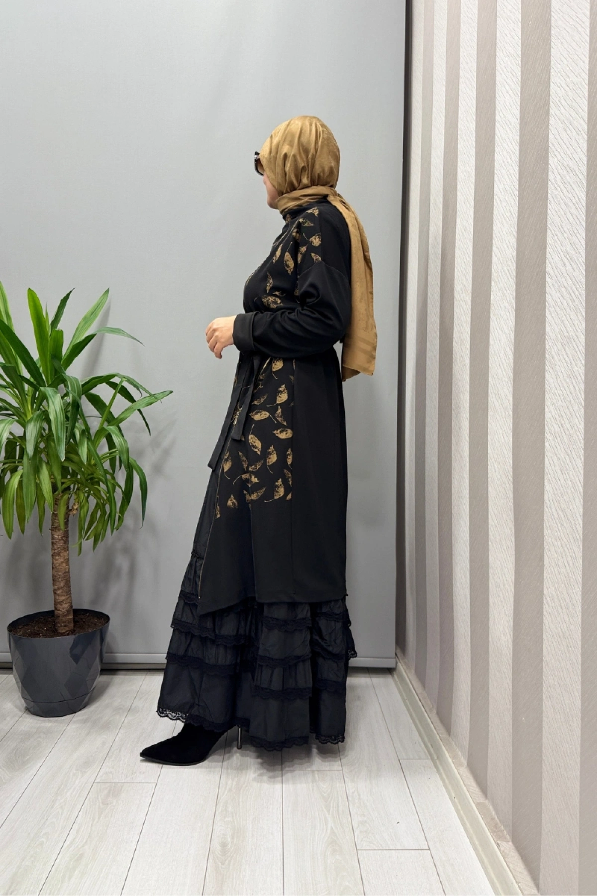 Misswhence Baskı Detaylı İkili Triko Elbise Siyah 38810