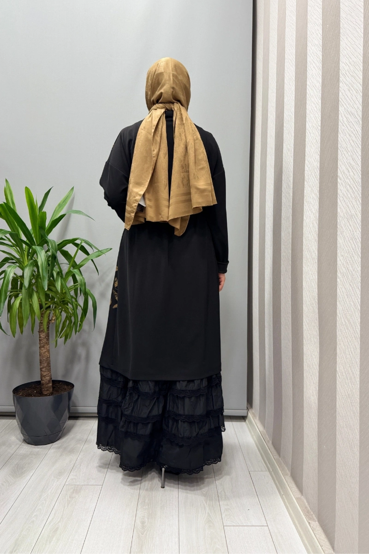 Misswhence Baskı Detaylı İkili Triko Elbise Siyah 38810