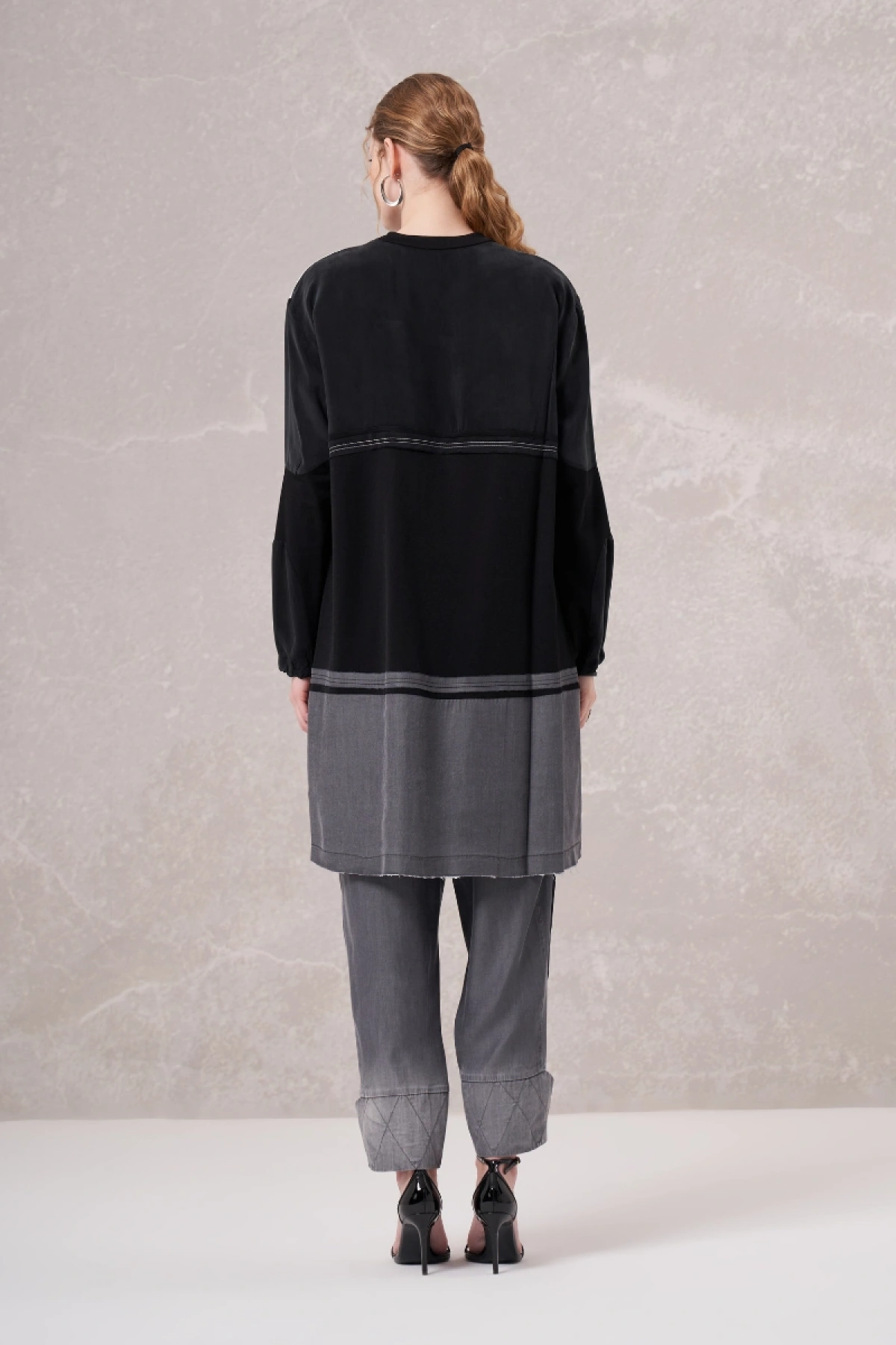 Misswhence Baskılı Penye Tunik Siyah 35002