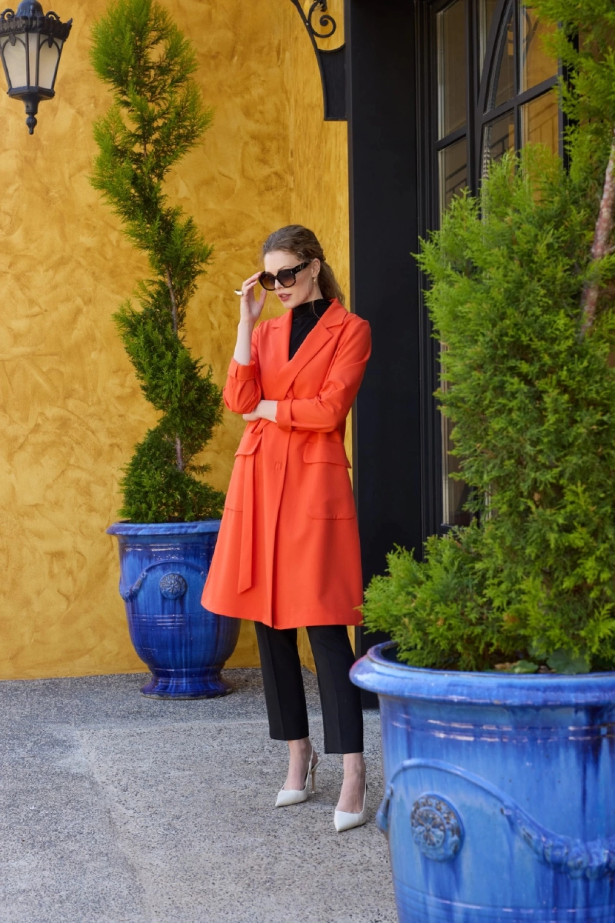 Misswhence Blazer Uzun Ceket Oranj 35203