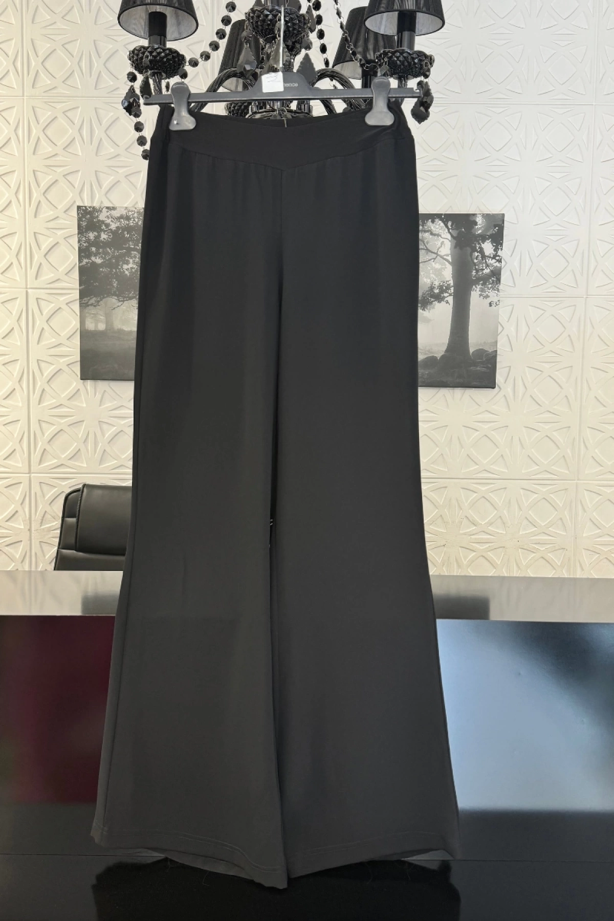 MissWhence Wide Leg Crepe Pants Black 35130