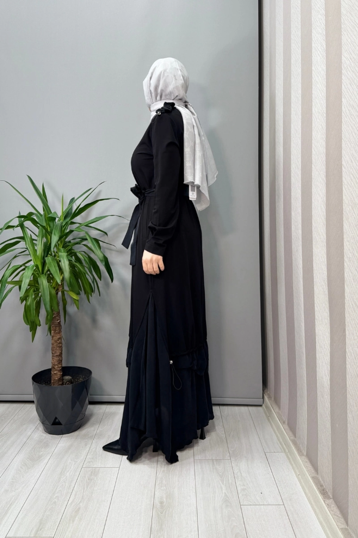 Misswhence Büzgü Detaylı Modal Elbise Siyah 37848