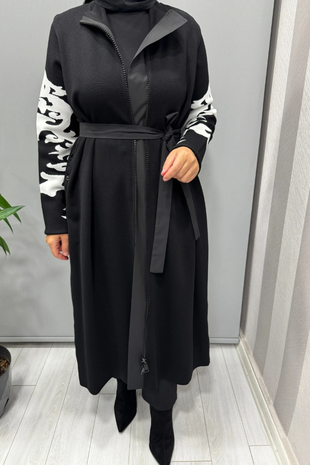 Misswhence Çelik Örme Fermuarlı Triko Kap Siyah Miss262