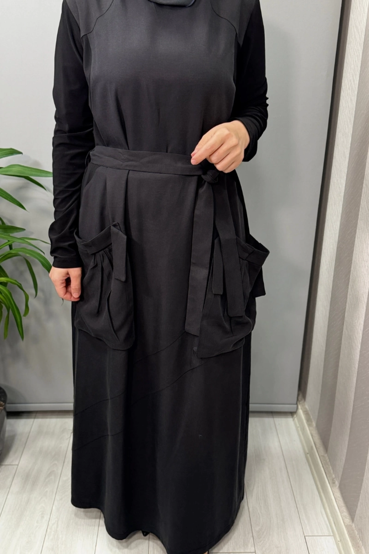 Misswhence Cep Detaylı Basic Elbise Siyah 37814