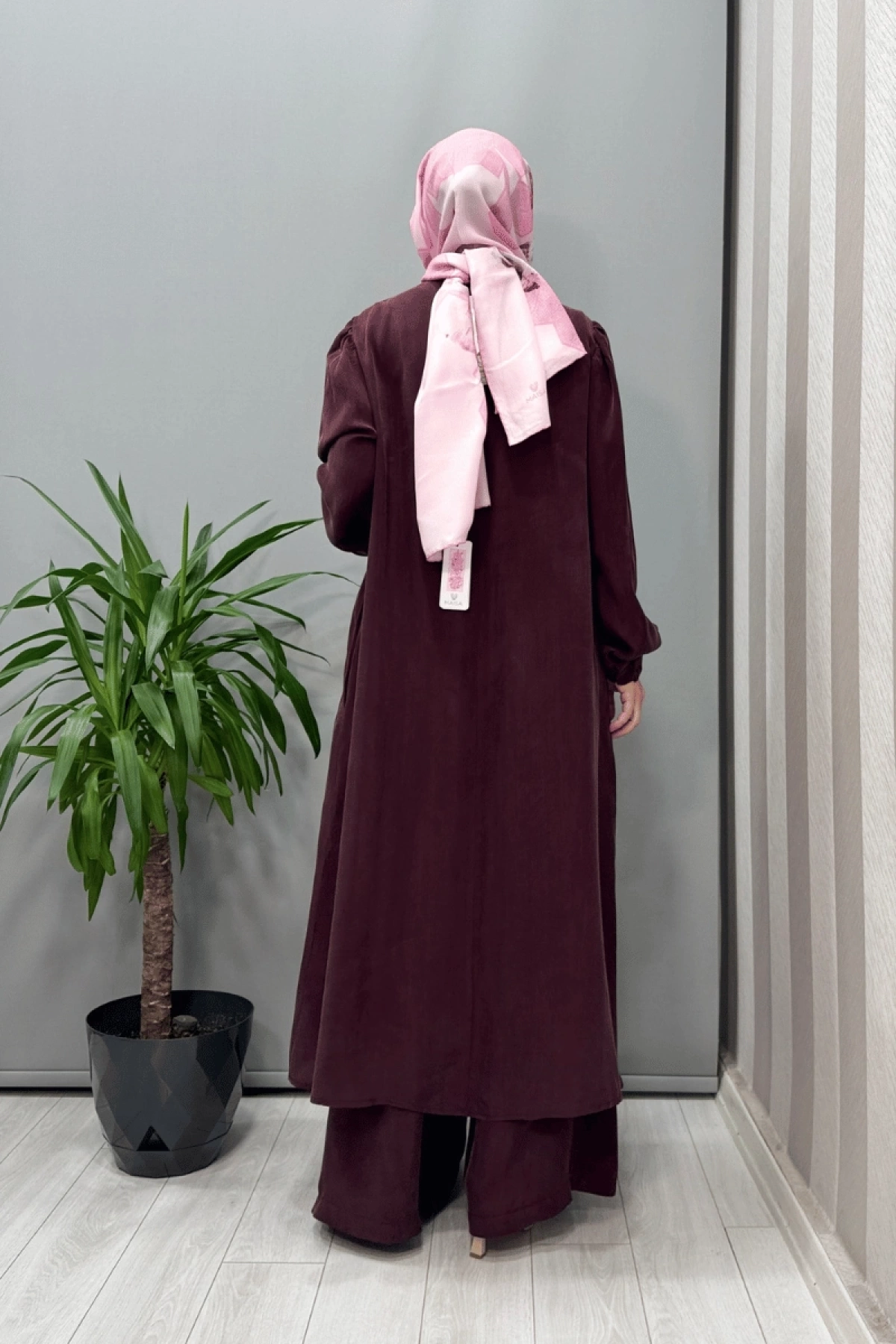 Misswhence Cep Ve Yırtmaç Detaylı Tunik Pantolon Takımı Bordo 37023