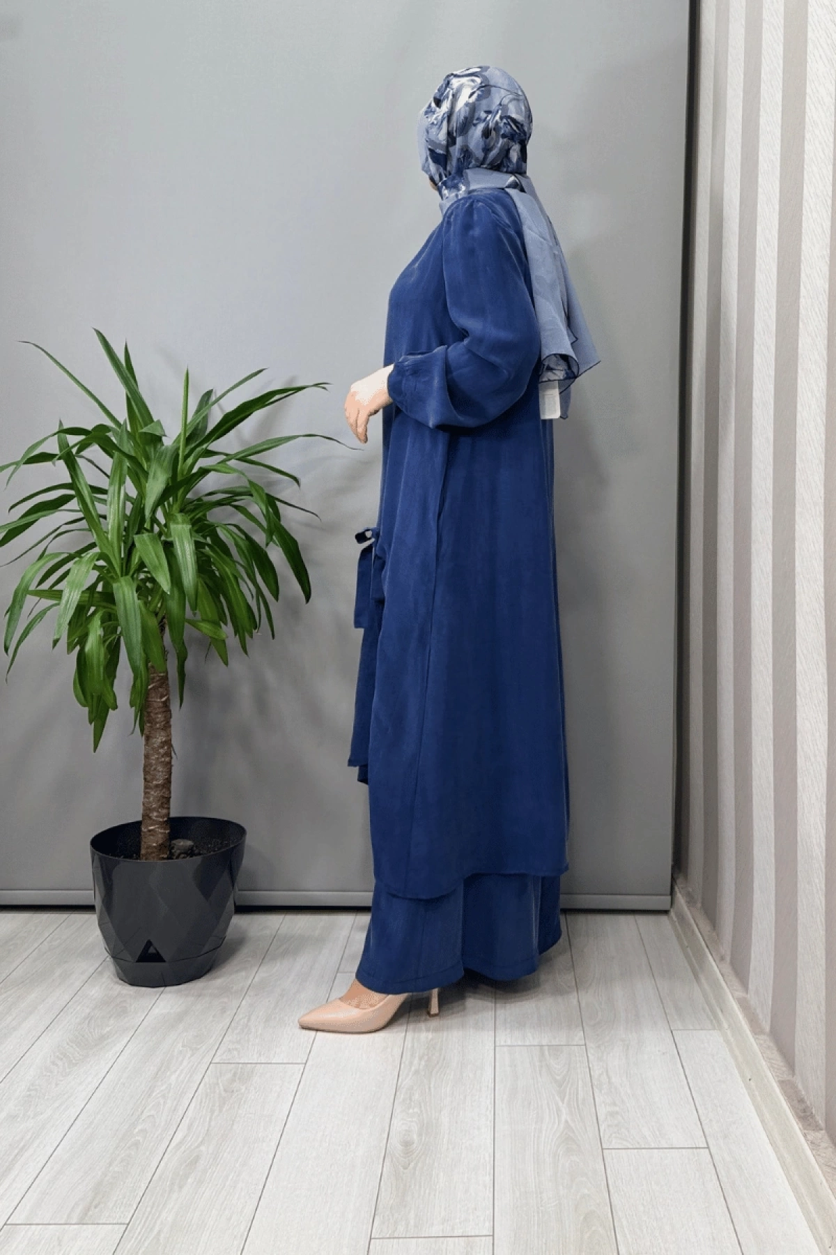 Misswhence Cep Ve Yırtmaç Detaylı Tunik Pantolon Takımı İndigo 37023