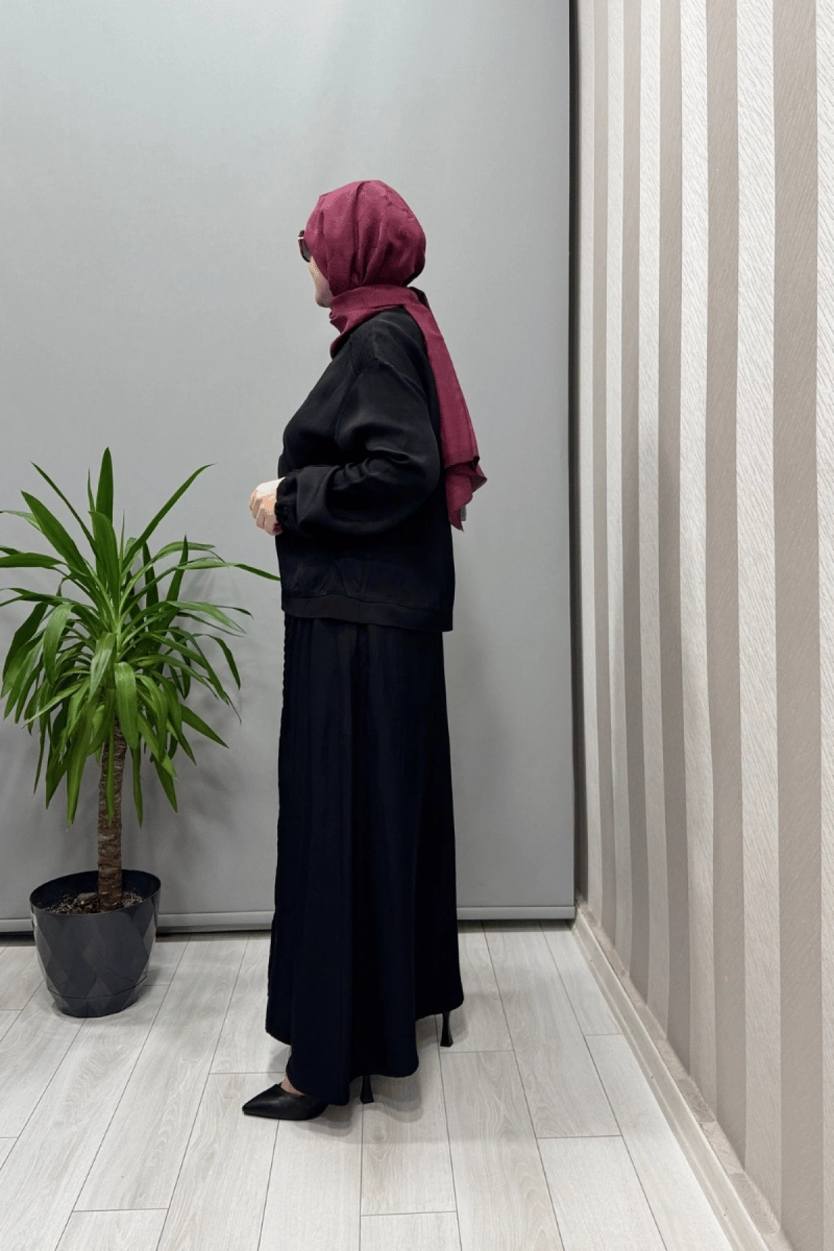 Misswhence Chanel Keten Bluz Etek Takım Siyah 37312