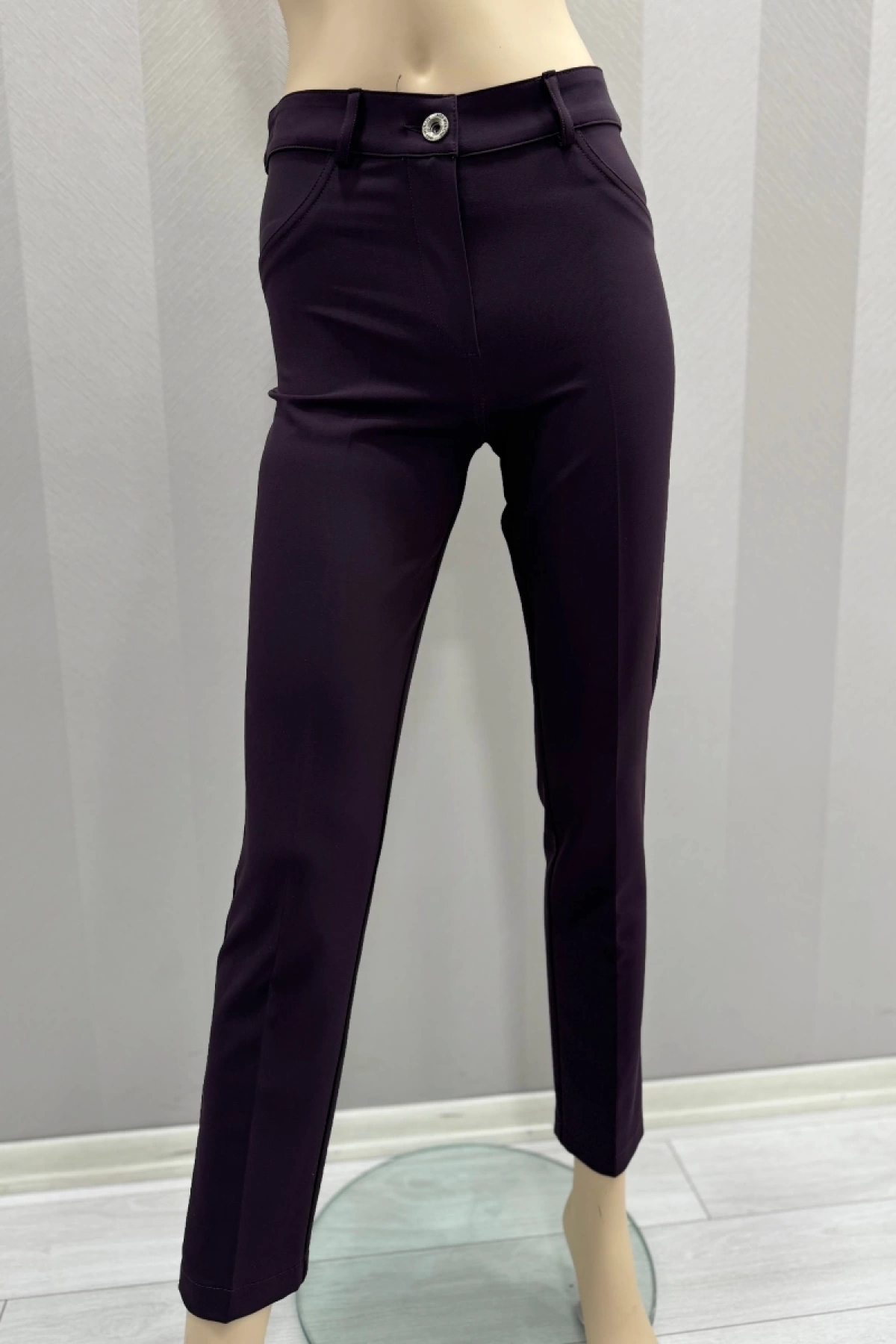 MissWhence Cigarette Pants-Eggplant Purple 24104