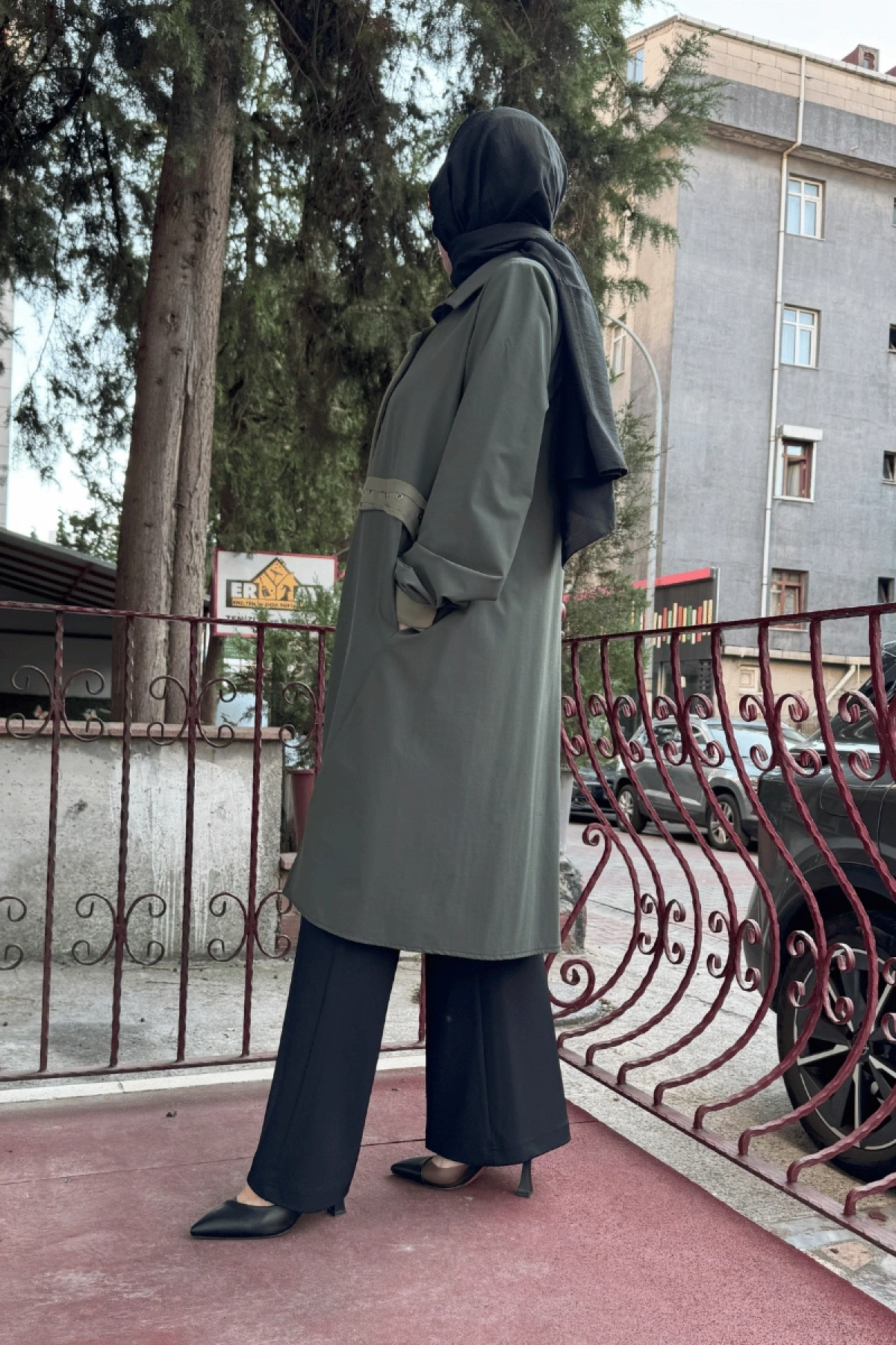 MissWhence Snap Fastened Shirt Coat Green 36412