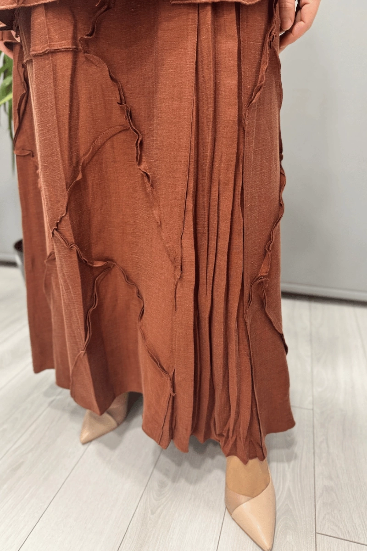 Misswhence طقم العمل اليدوي بلون البرتقالي 37305