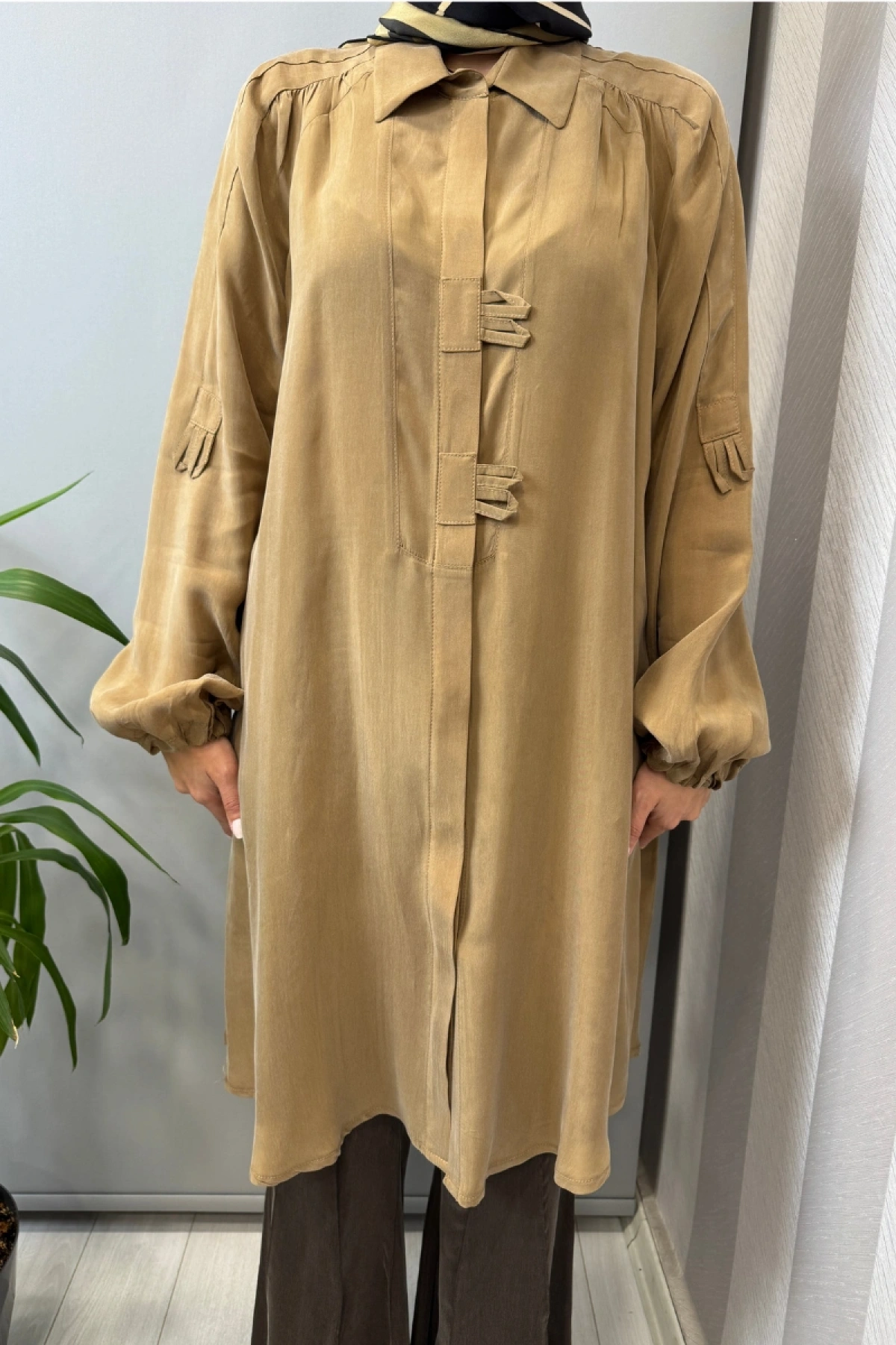 Misswhence Cupra İpek Gömlek Camel 39303