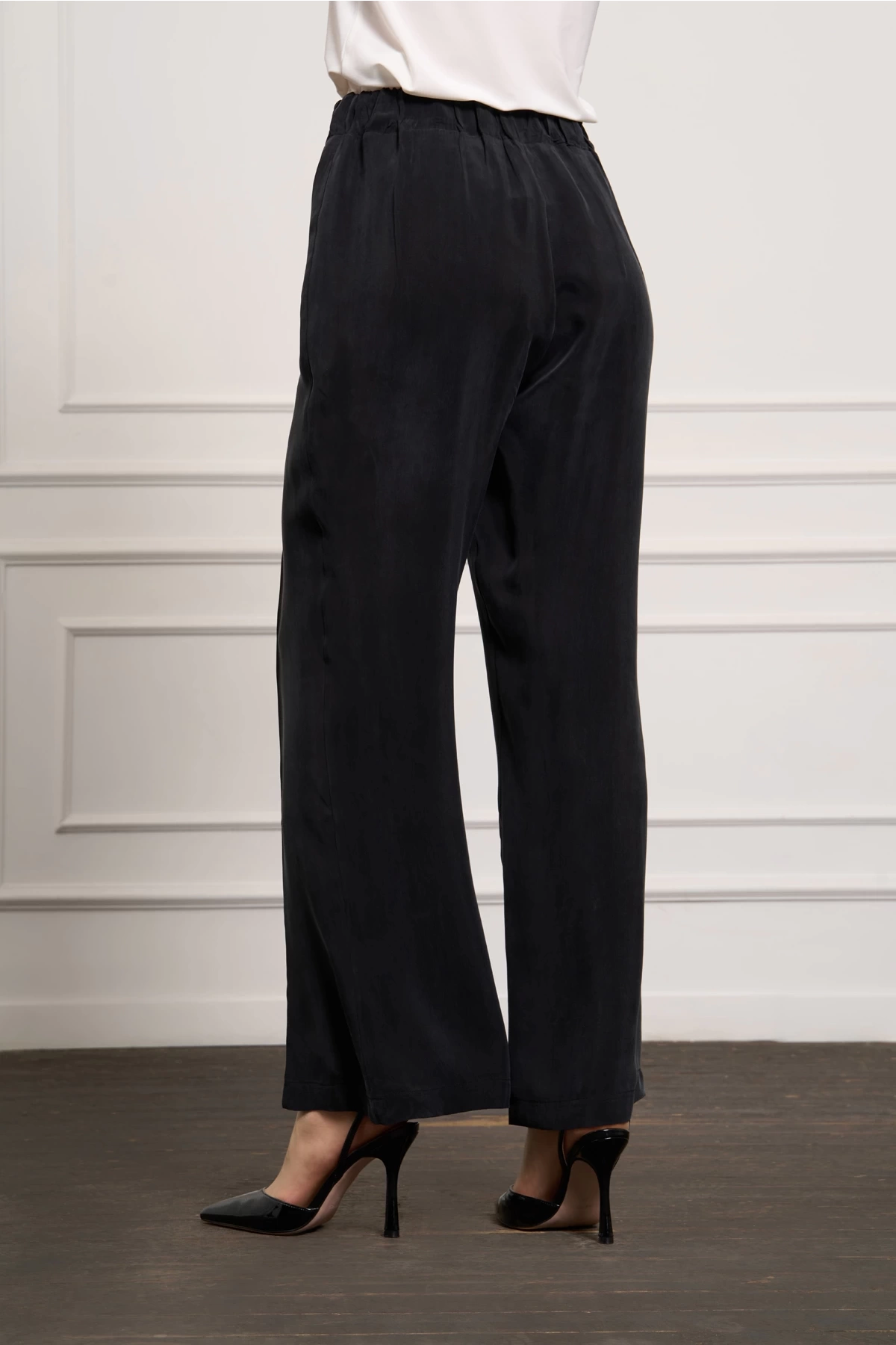Misswhence Cupro İpek Bol Pantolon Siyah 37110