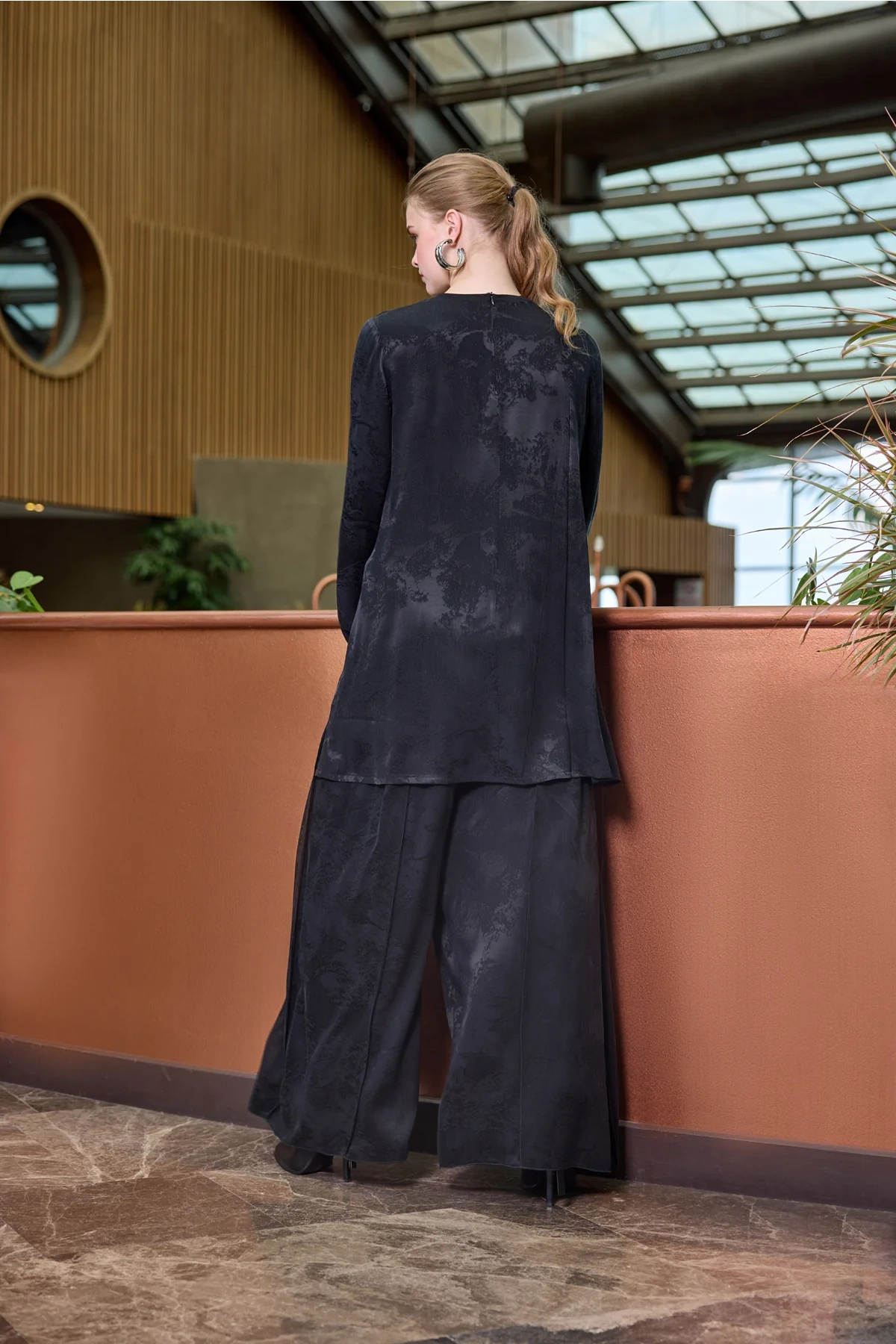 Misswhence Cupro Jakar Tunik Takım Siyah 38010