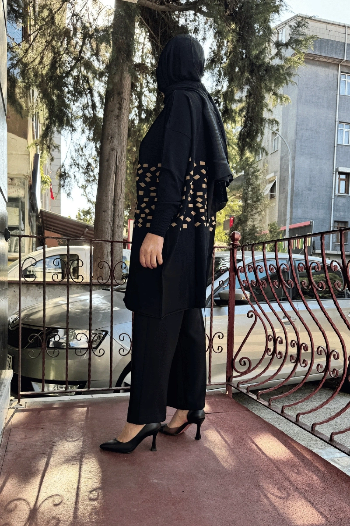 MissWhence Damalı Triko Tunik Camel Miss242