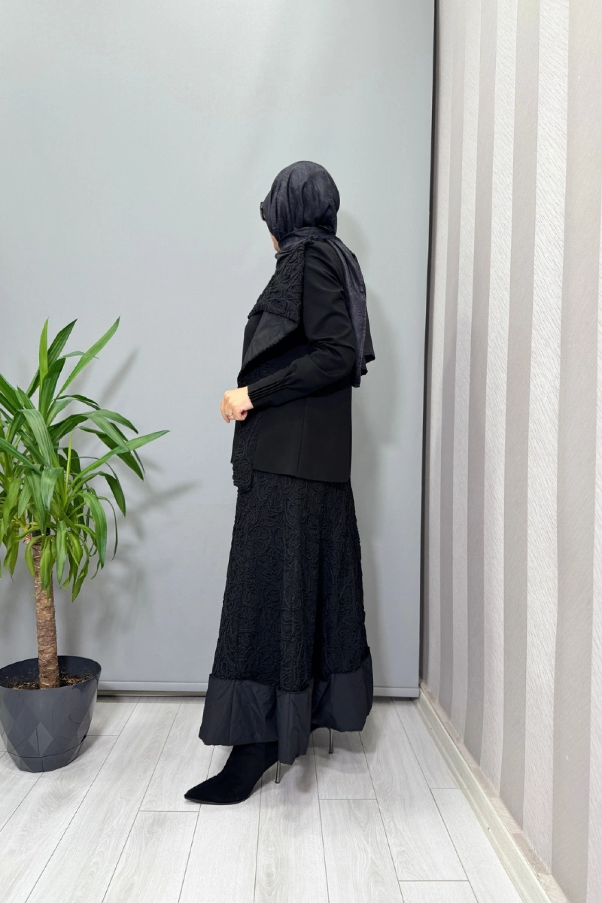 Misswhence Dantelli Etek Bluz Takım Siyah 38219