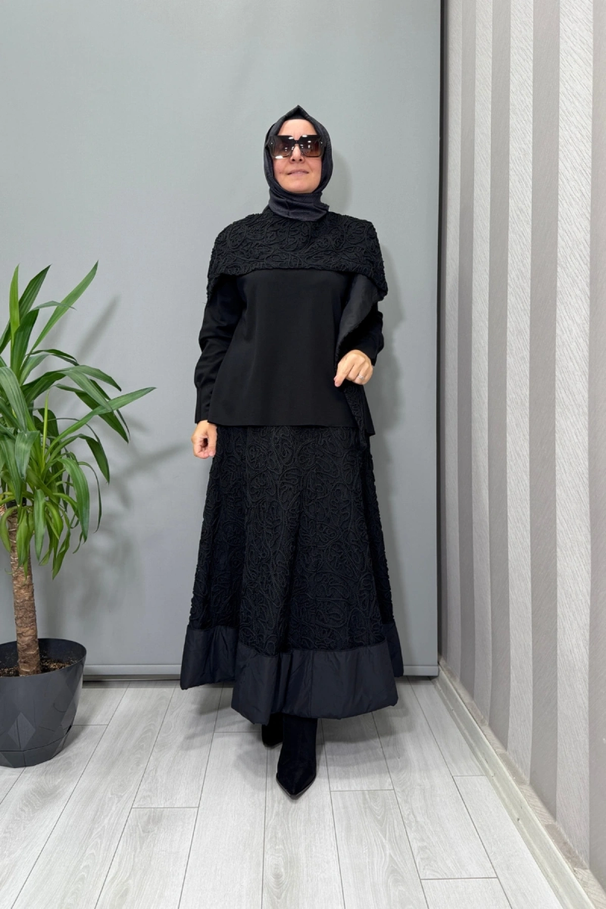 Misswhence Dantelli Etek Bluz Takım Siyah 38219