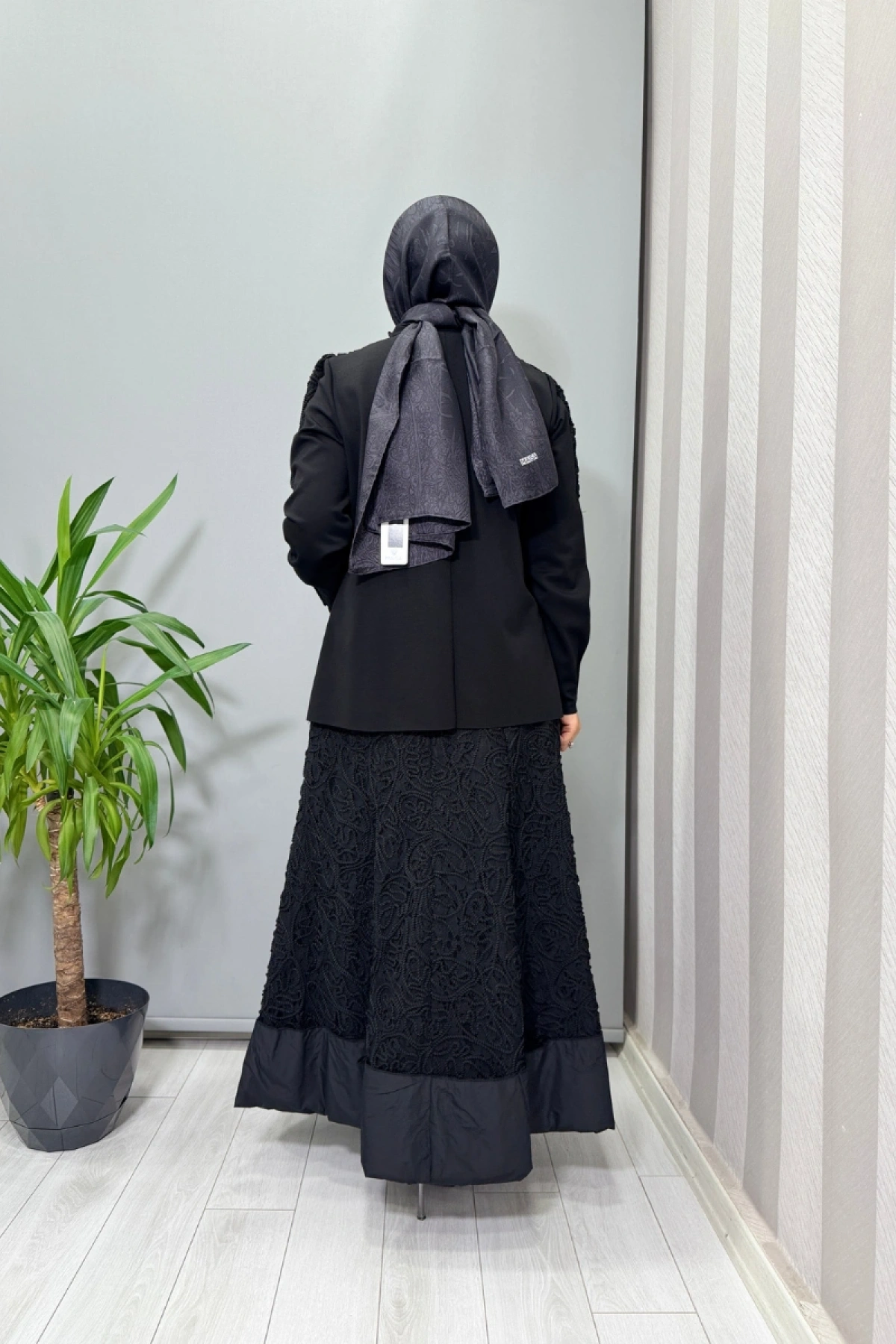 Misswhence Dantelli Etek Bluz Takım Siyah 38219