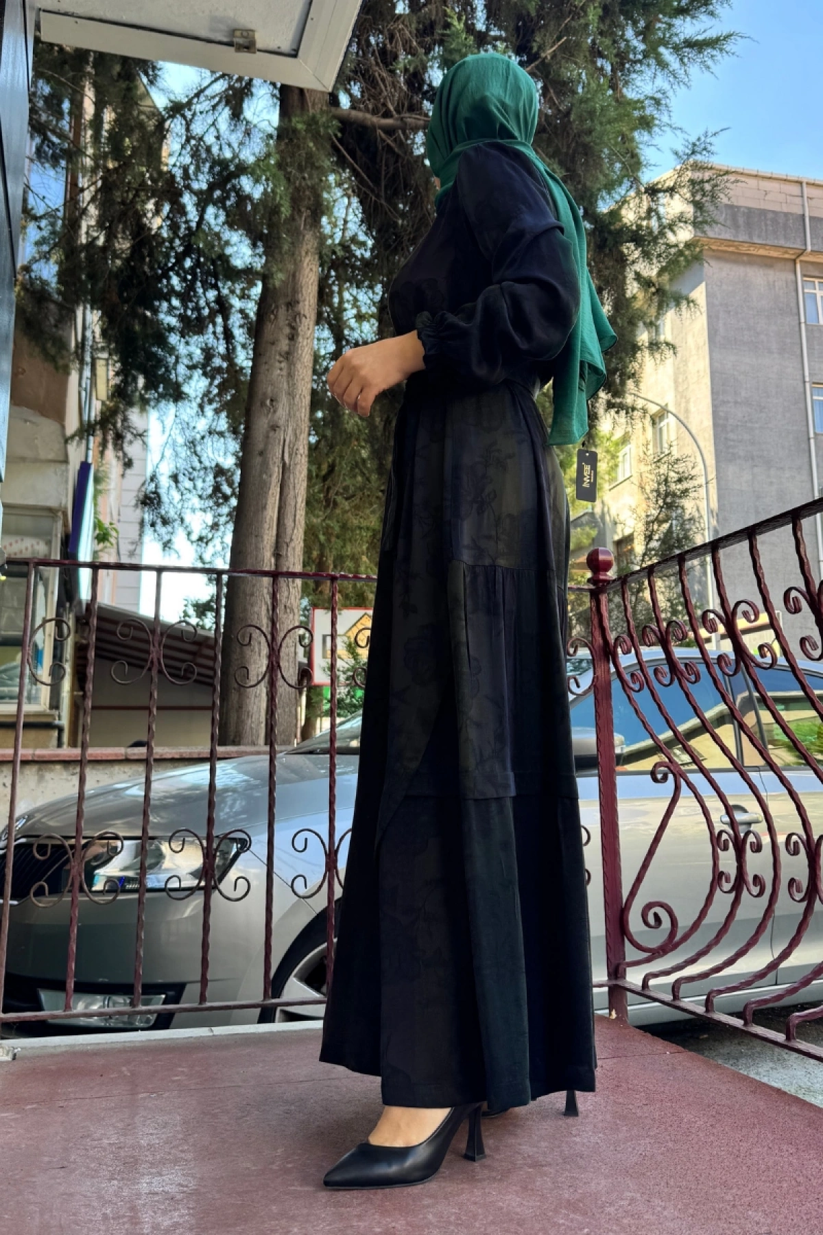 MissWhence Desenli İpek Elbise Siyah 36829