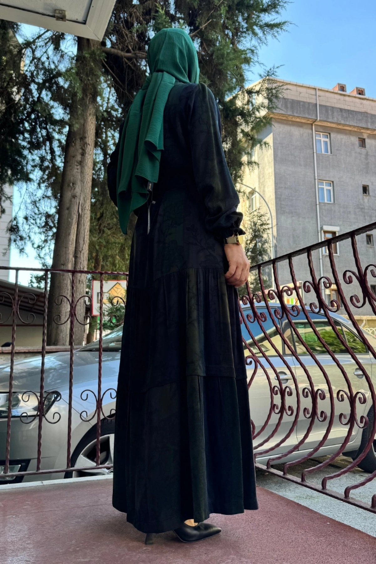 MissWhence Desenli İpek Elbise Siyah 36829