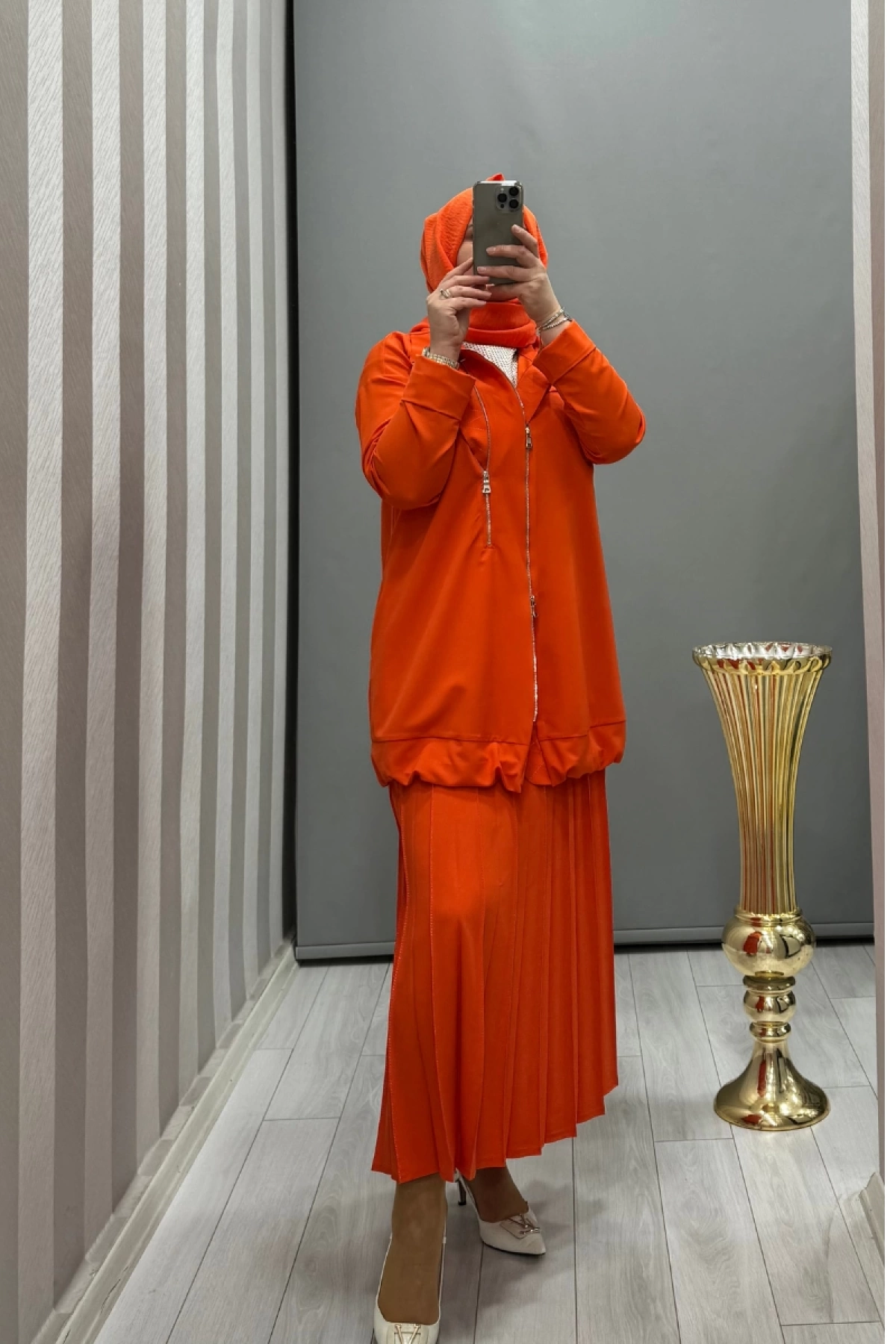 Misswhence Fermuar Detaylı Ceket Oranj 35312