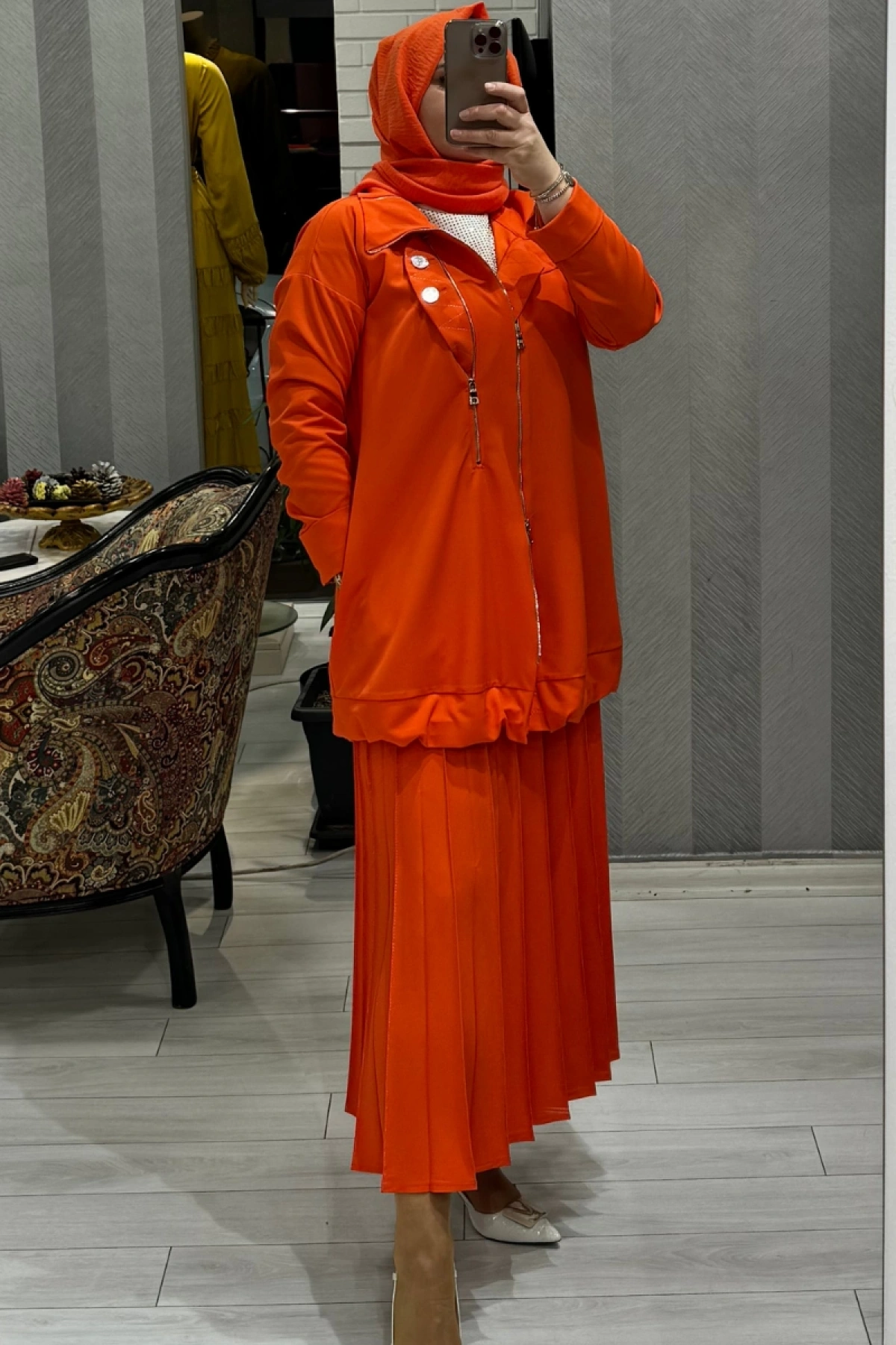 Misswhence Fermuar Detaylı Ceket Oranj 35312