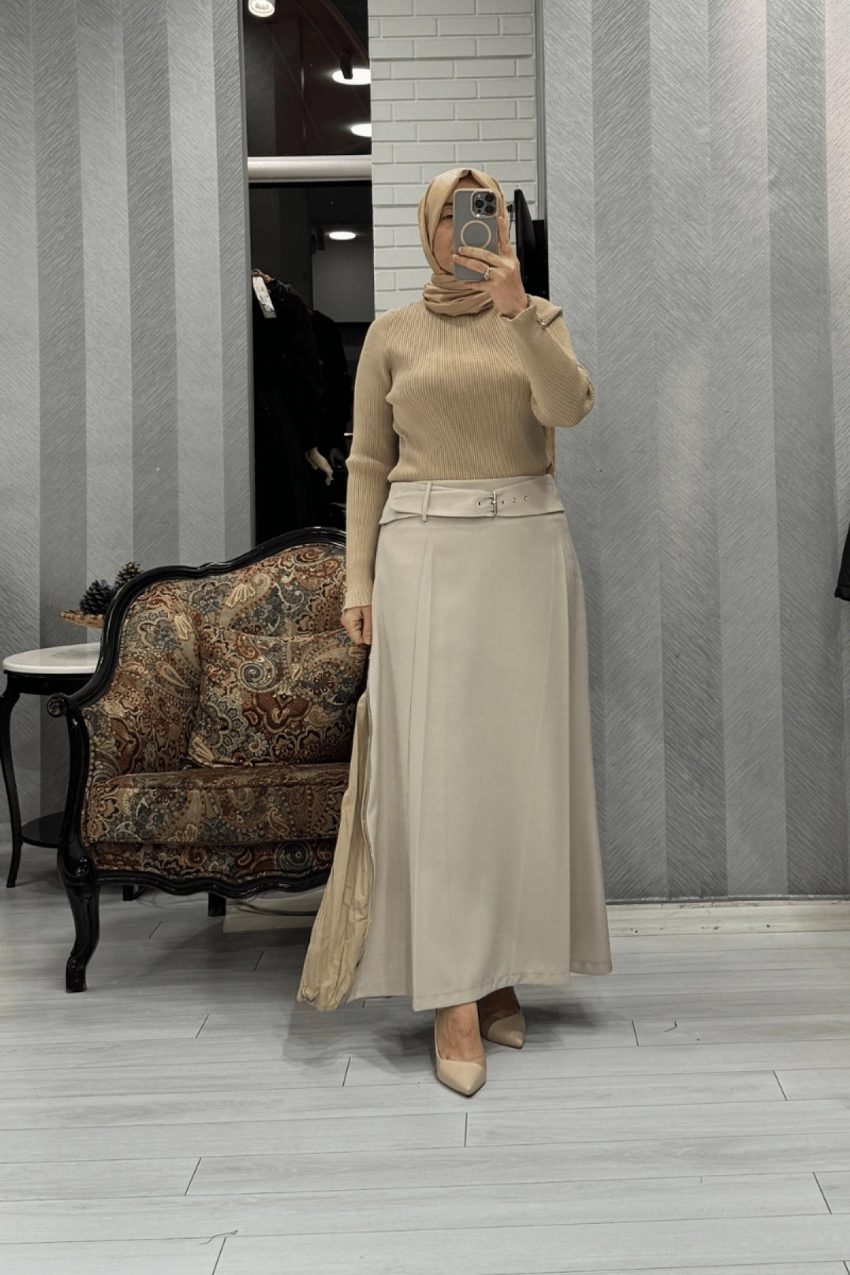 Misswhence Fermuar Detaylı Etek Taş 36904