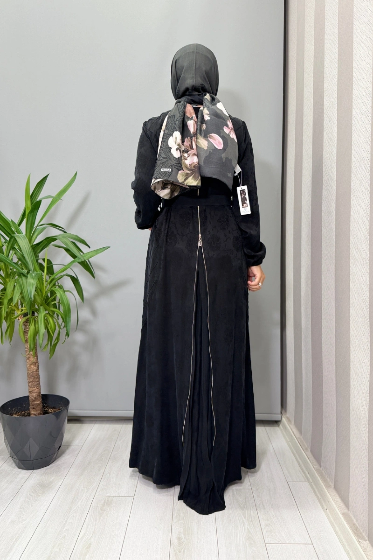 Misswhence Fermuar Detaylı Jakarlı Cupra İpek Elbise Siyah 38835